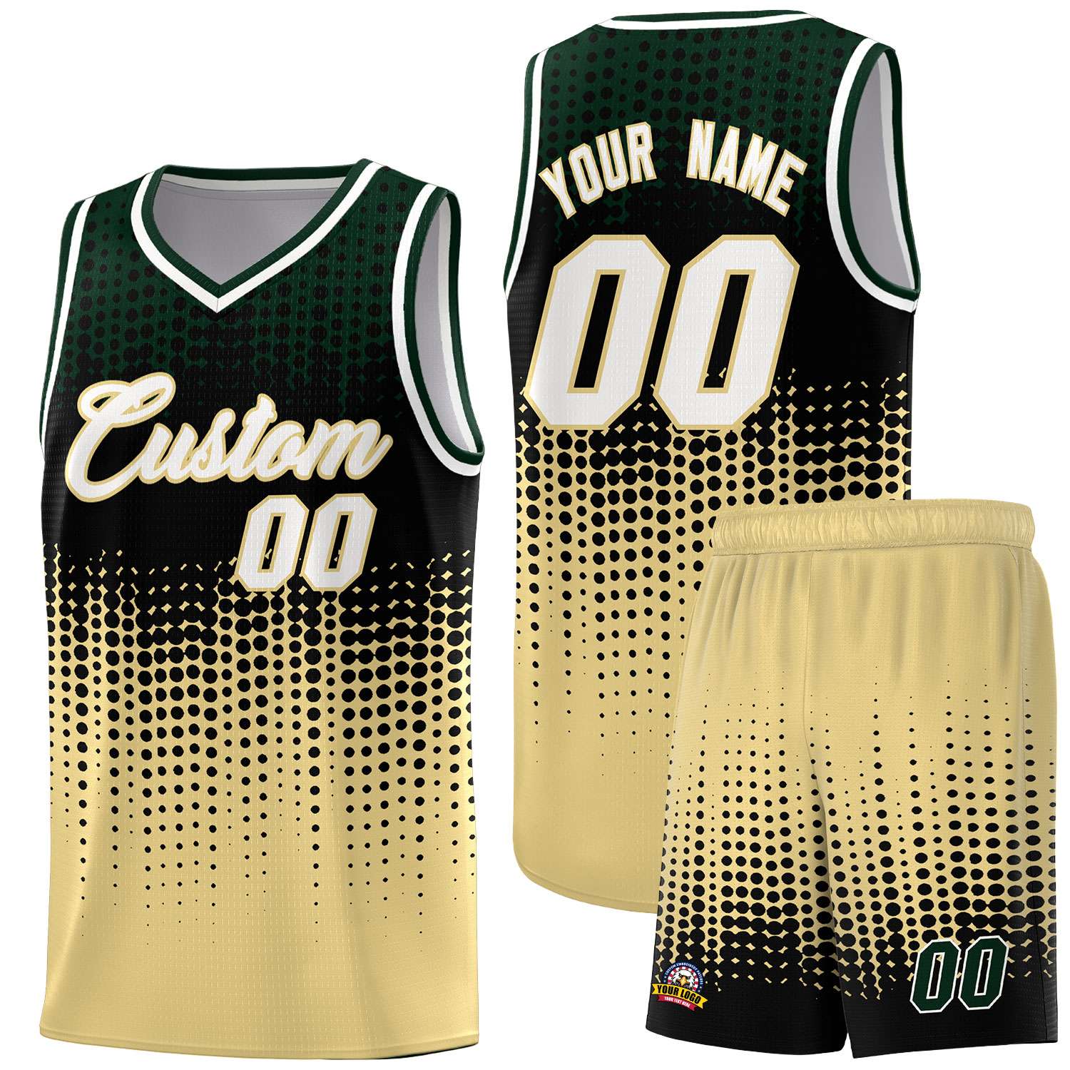 Custom Khaki Gradient Dots Design Pattern Sports Uniform Basketball Jersey