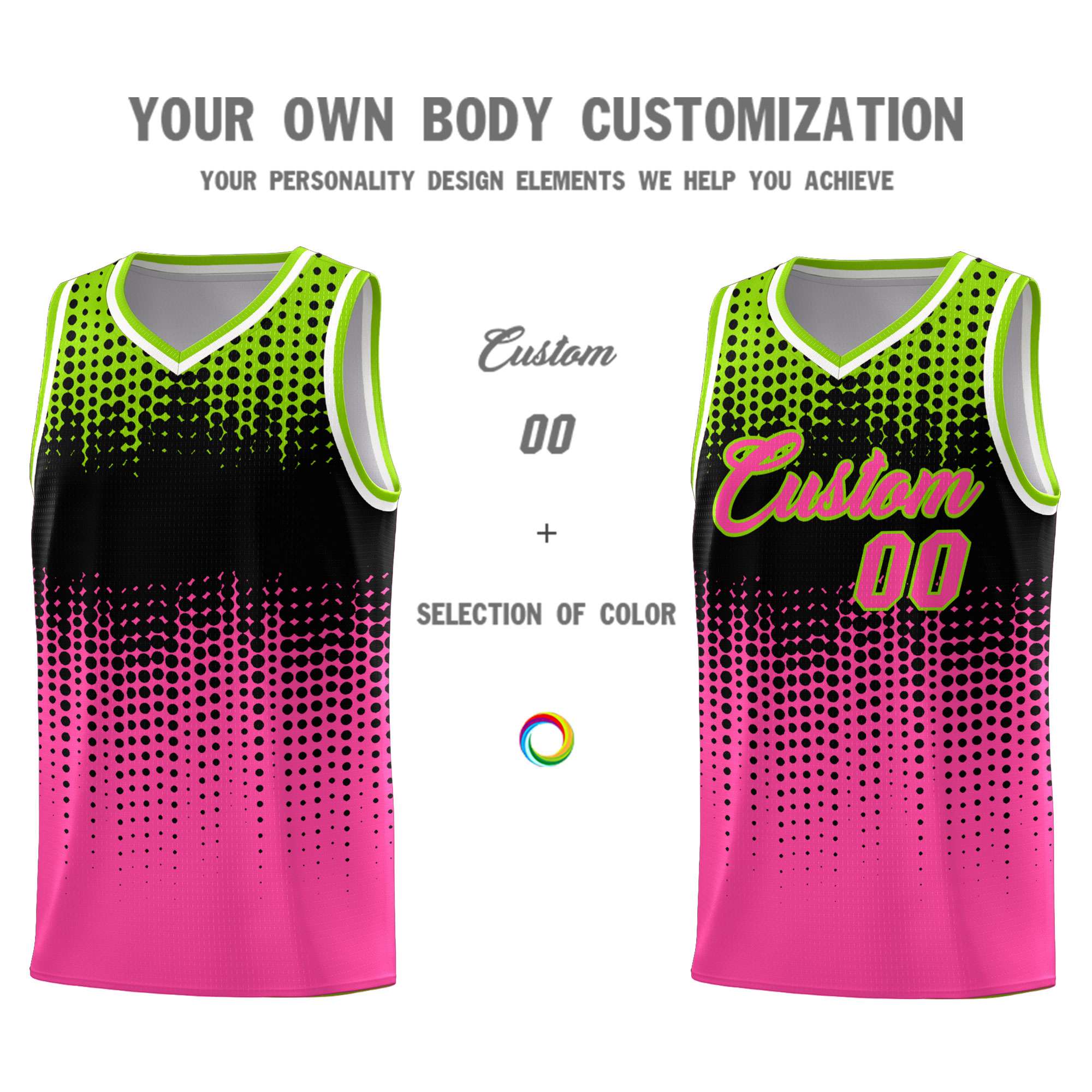 Custom Pink Gradient Dots Design Pattern Sports Uniform Basketball Jersey