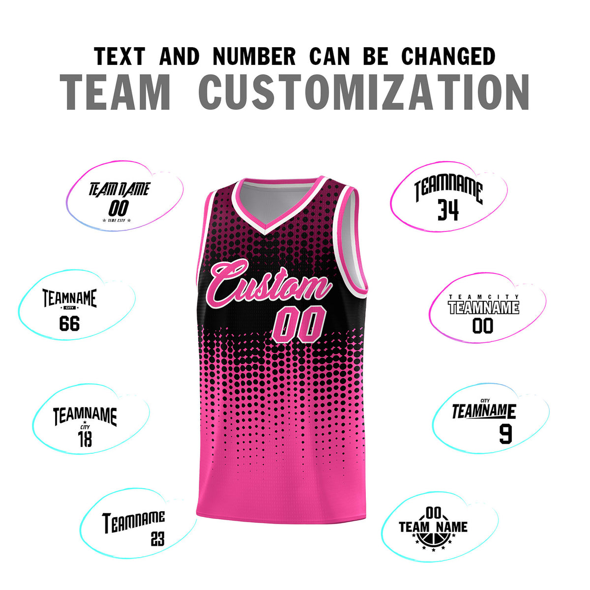 Custom Pink Gradient Dots Design Pattern Sports Uniform Basketball Jersey