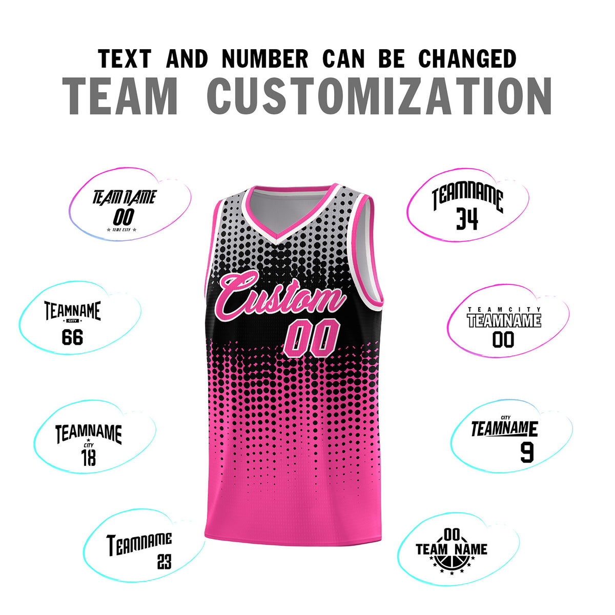 Custom Pink Gradient Dots Design Pattern Sports Uniform Basketball Jersey