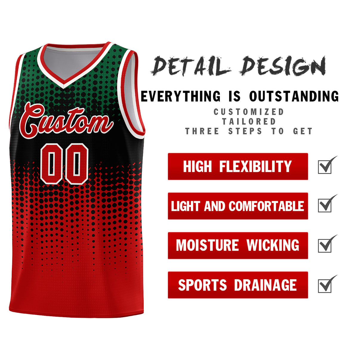 Custom Red Gradient Dots Design Pattern Sports Uniform Basketball Jersey