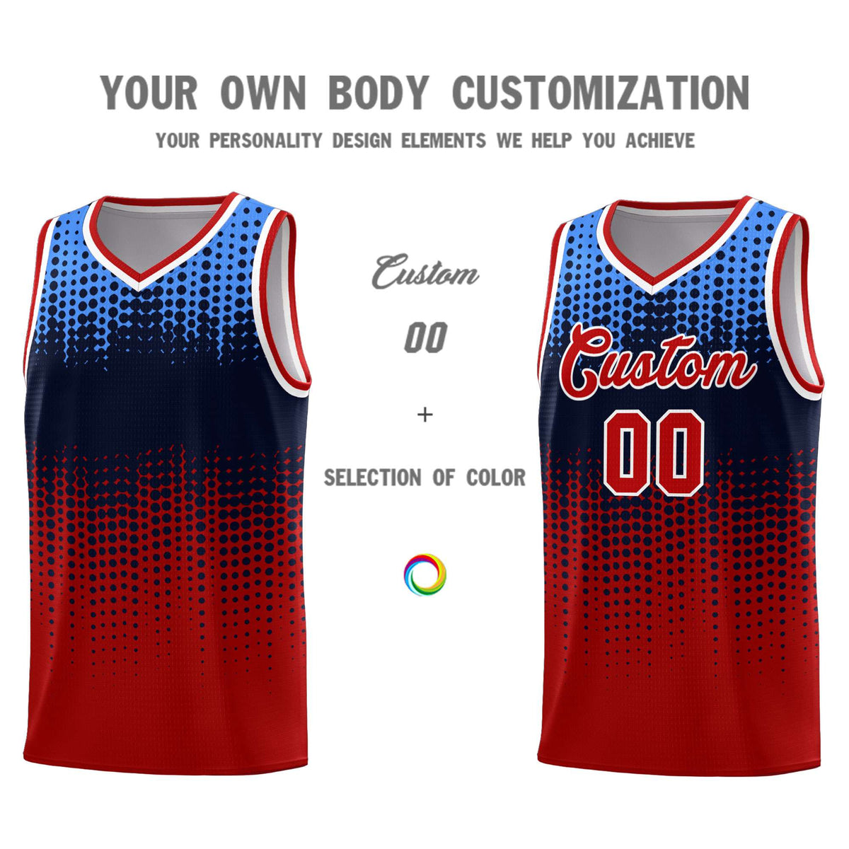 Custom Red Gradient Dots Design Pattern Sports Uniform Basketball Jersey