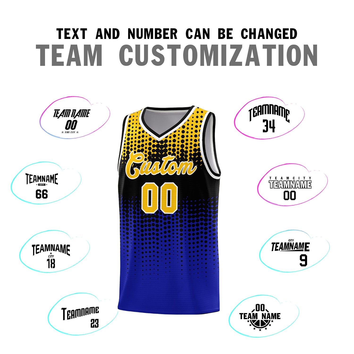 Custom Royal Gradient Dots Design Pattern Sports Uniform Basketball Jersey
