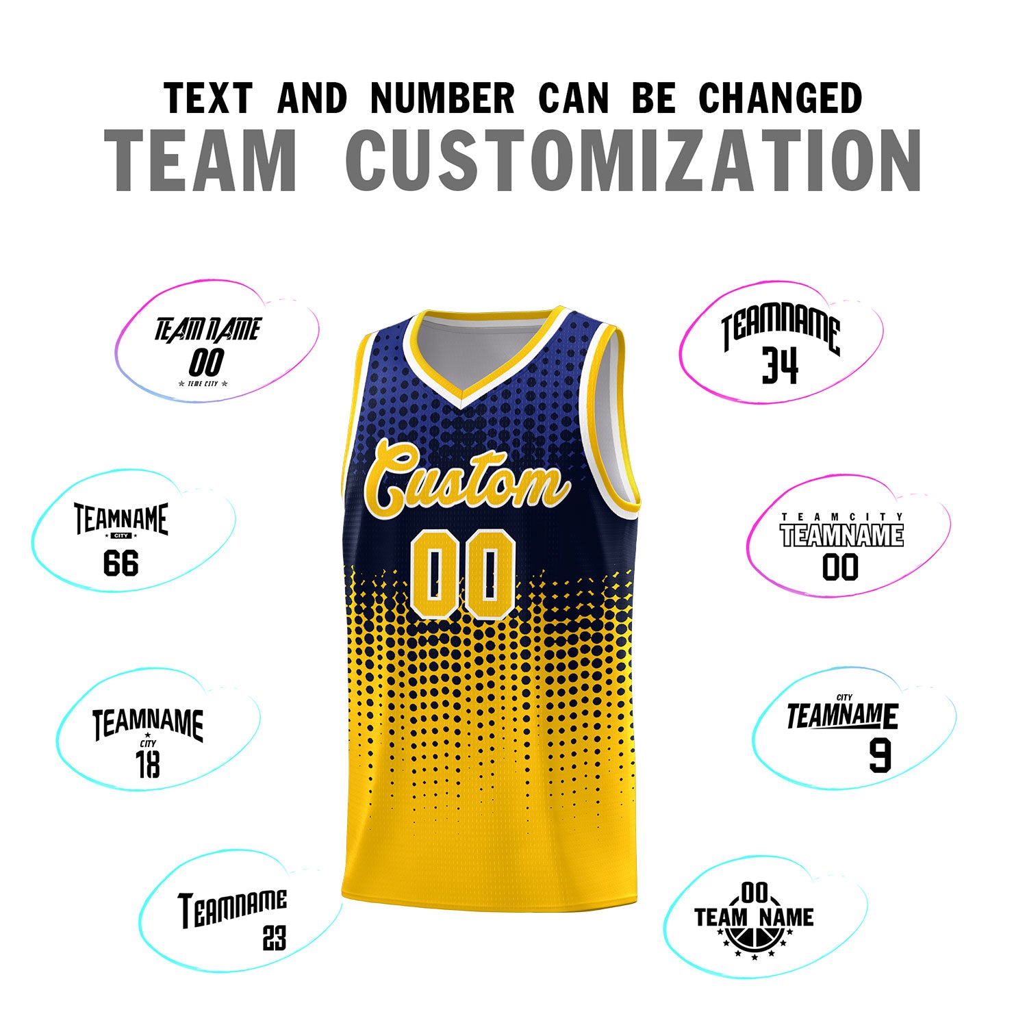 Custom Yellow Gradient Dots Design Pattern Sports Uniform Basketball Jersey