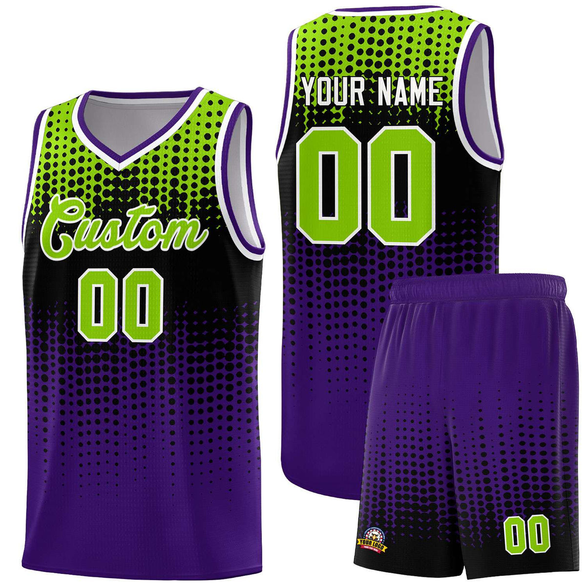 Custom Purple Gradient Dots Design Pattern Sports Uniform Basketball Jersey