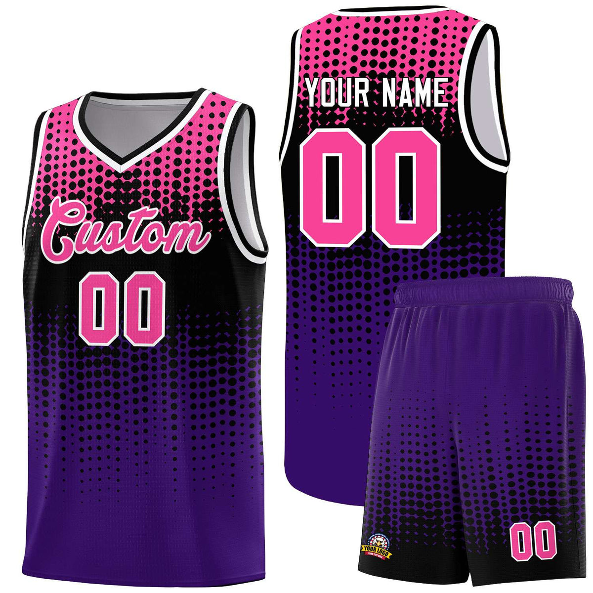 Custom Purple Gradient Dots Design Pattern Sports Uniform Basketball Jersey
