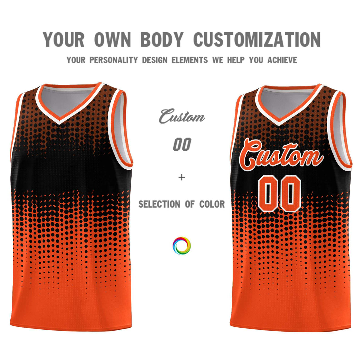 Custom Orange Gradient Dots Design Pattern Sports Uniform Basketball Jersey