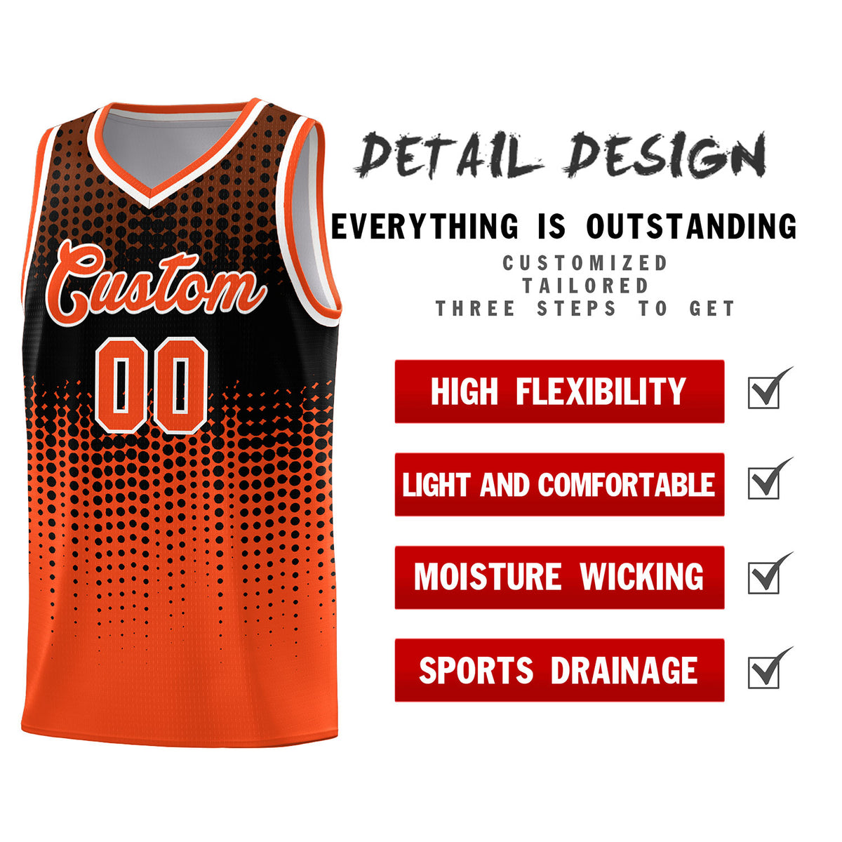 Custom Orange Gradient Dots Design Pattern Sports Uniform Basketball Jersey