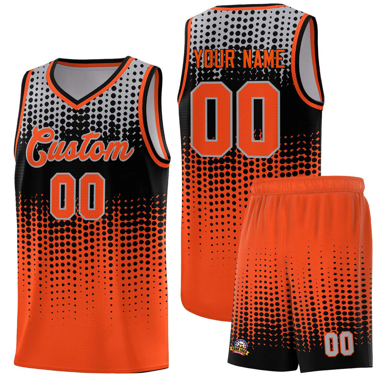Custom Orange Gradient Dots Design Pattern Sports Uniform Basketball Jersey