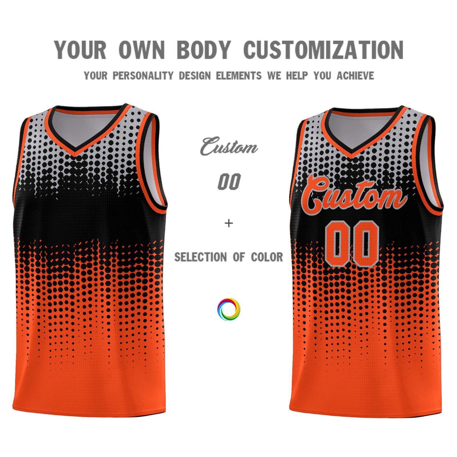 Custom Orange Gradient Dots Design Pattern Sports Uniform Basketball Jersey