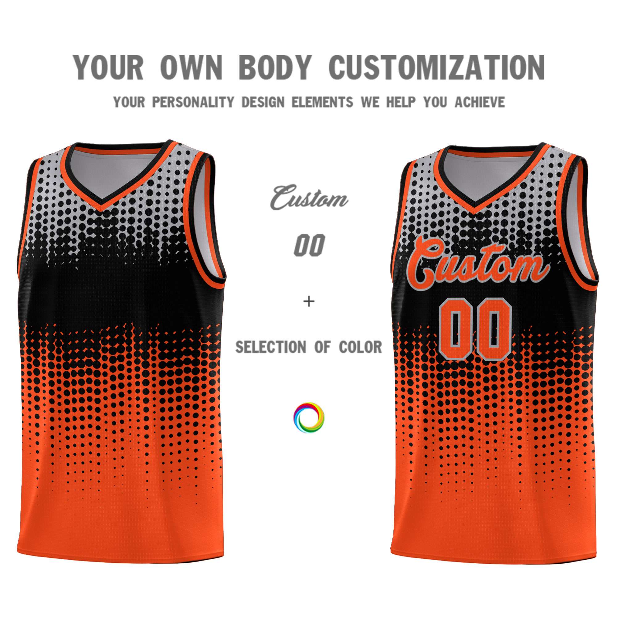 Custom Orange Gradient Dots Design Pattern Sports Uniform Basketball Jersey