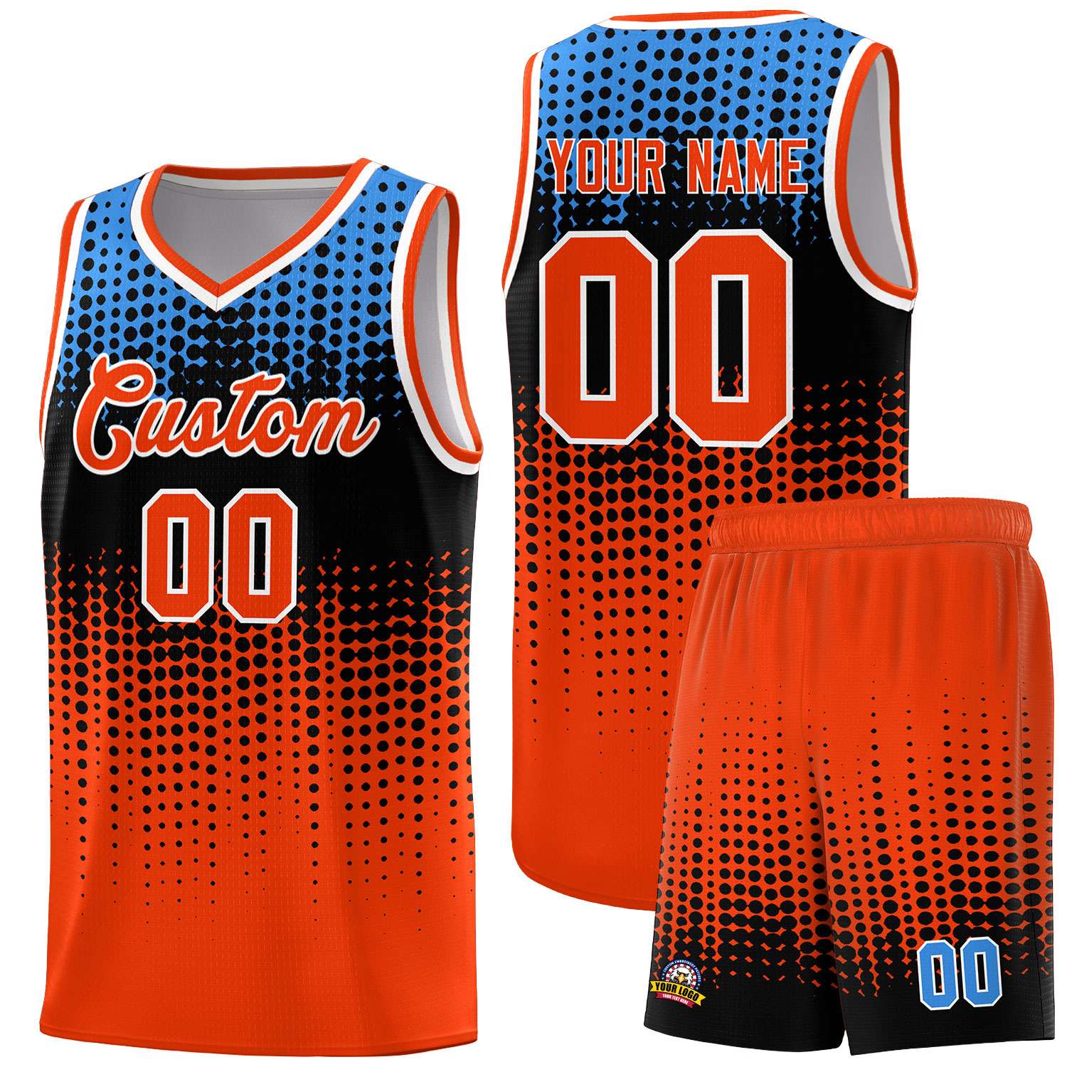 Custom Orange Gradient Dots Design Pattern Sports Uniform Basketball Jersey
