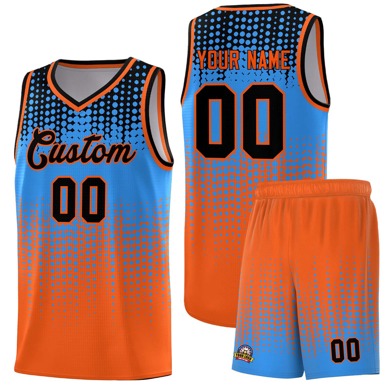 Custom Orange Gradient Dots Design Pattern Sports Uniform Basketball Jersey