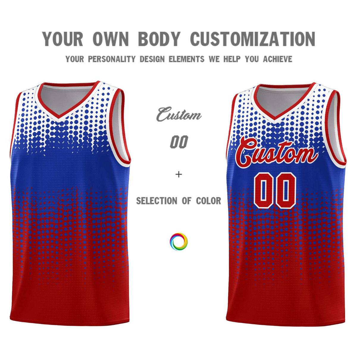 Custom Red Gradient Dots Design Pattern Sports Uniform Basketball Jersey
