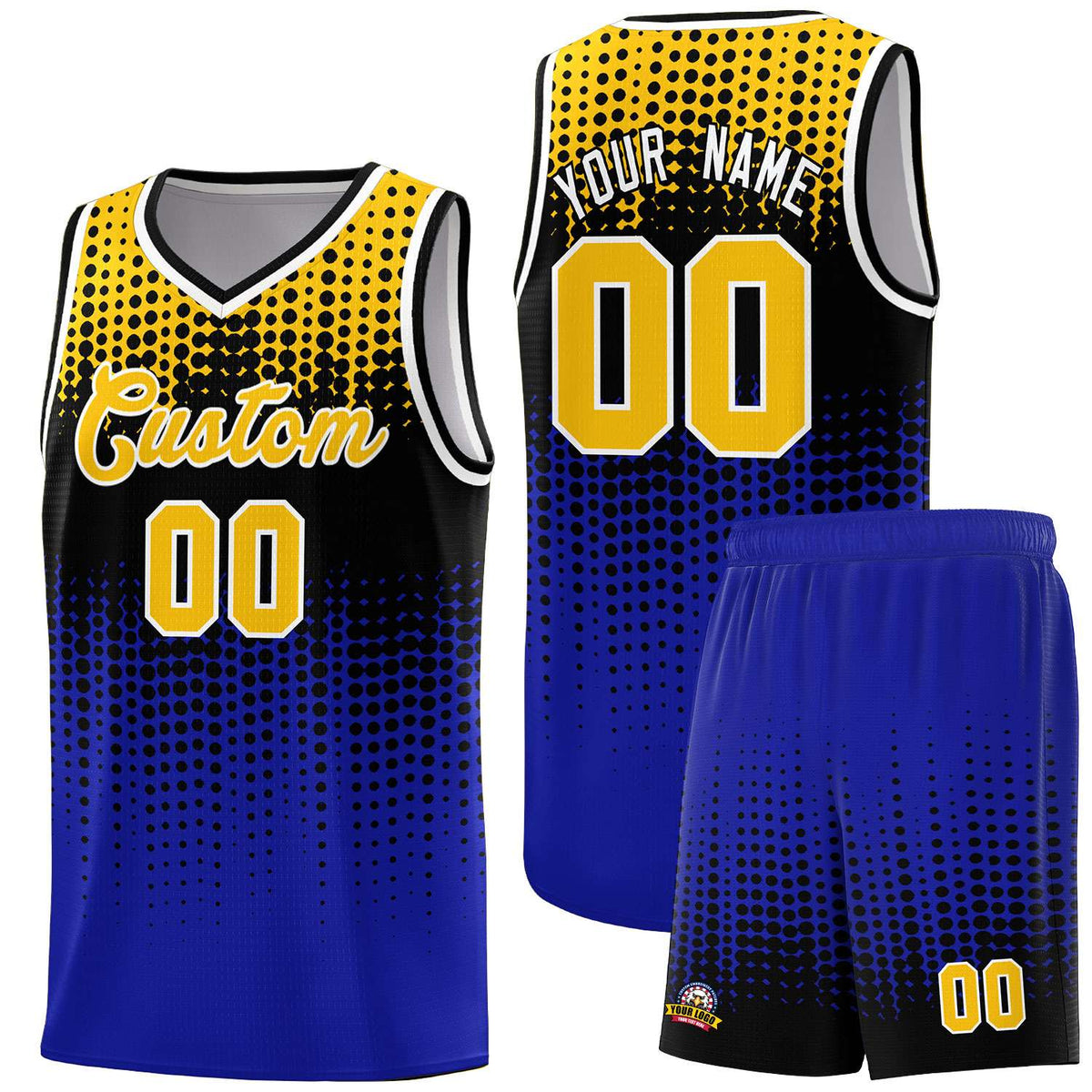 Custom Royal Gradient Dots Design Pattern Sports Uniform Basketball Jersey
