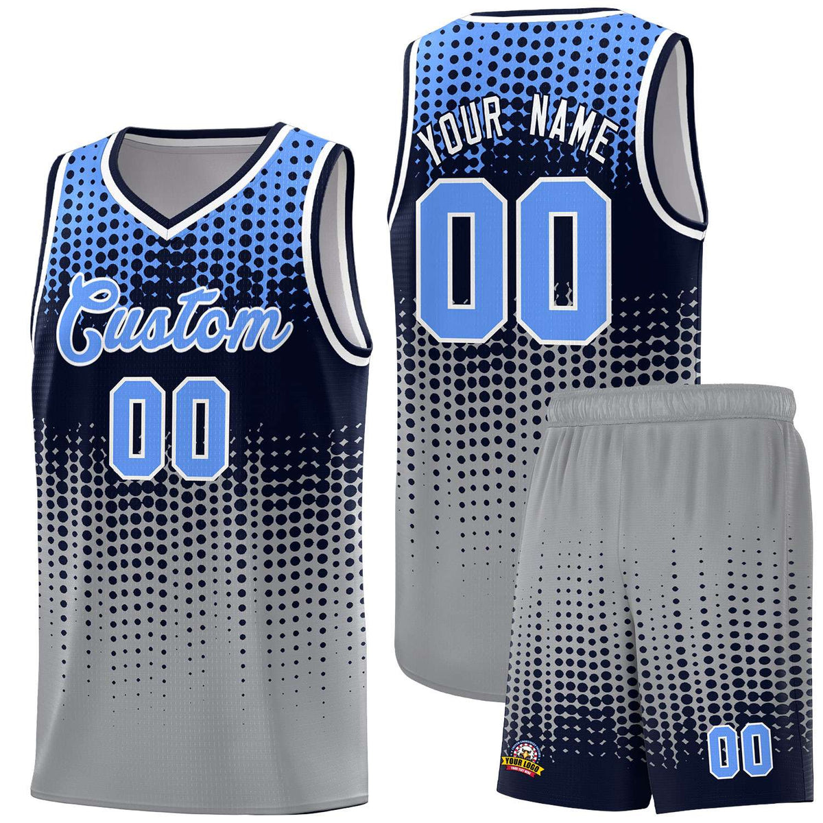 Custom Gray Gradient Dots Design Pattern Sports Uniform Basketball Jersey