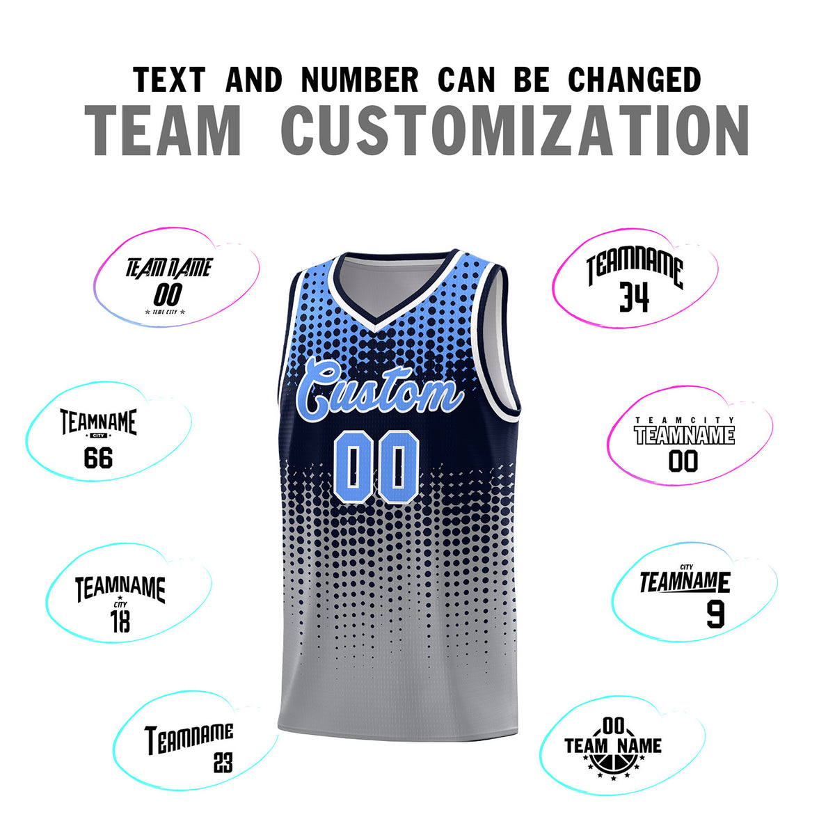 Custom Gray Gradient Dots Design Pattern Sports Uniform Basketball Jersey