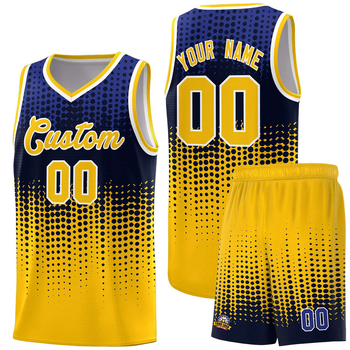 Custom Yellow Gradient Dots Design Pattern Sports Uniform Basketball Jersey