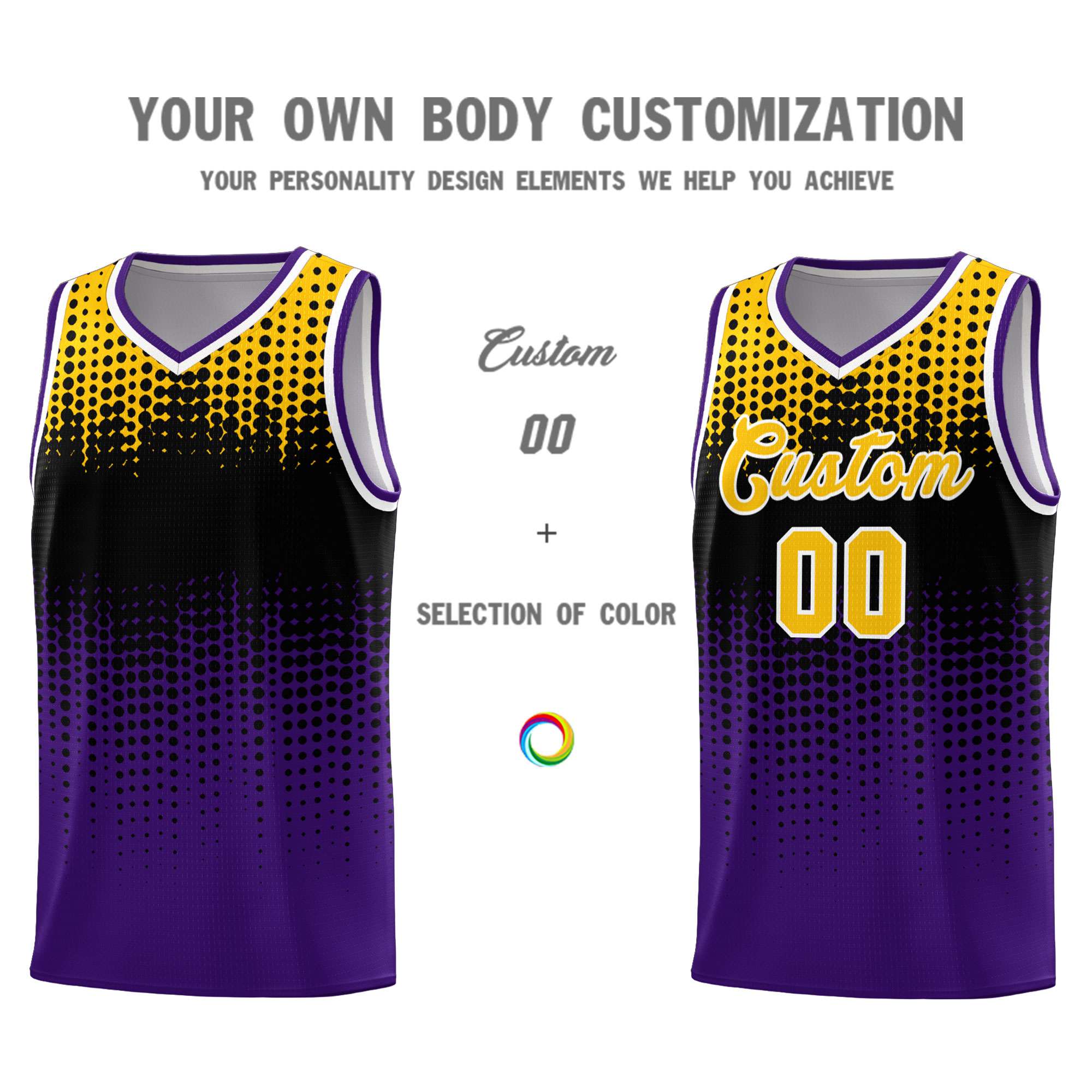 Custom Purple Gradient Dots Design Pattern Sports Uniform Basketball Jersey