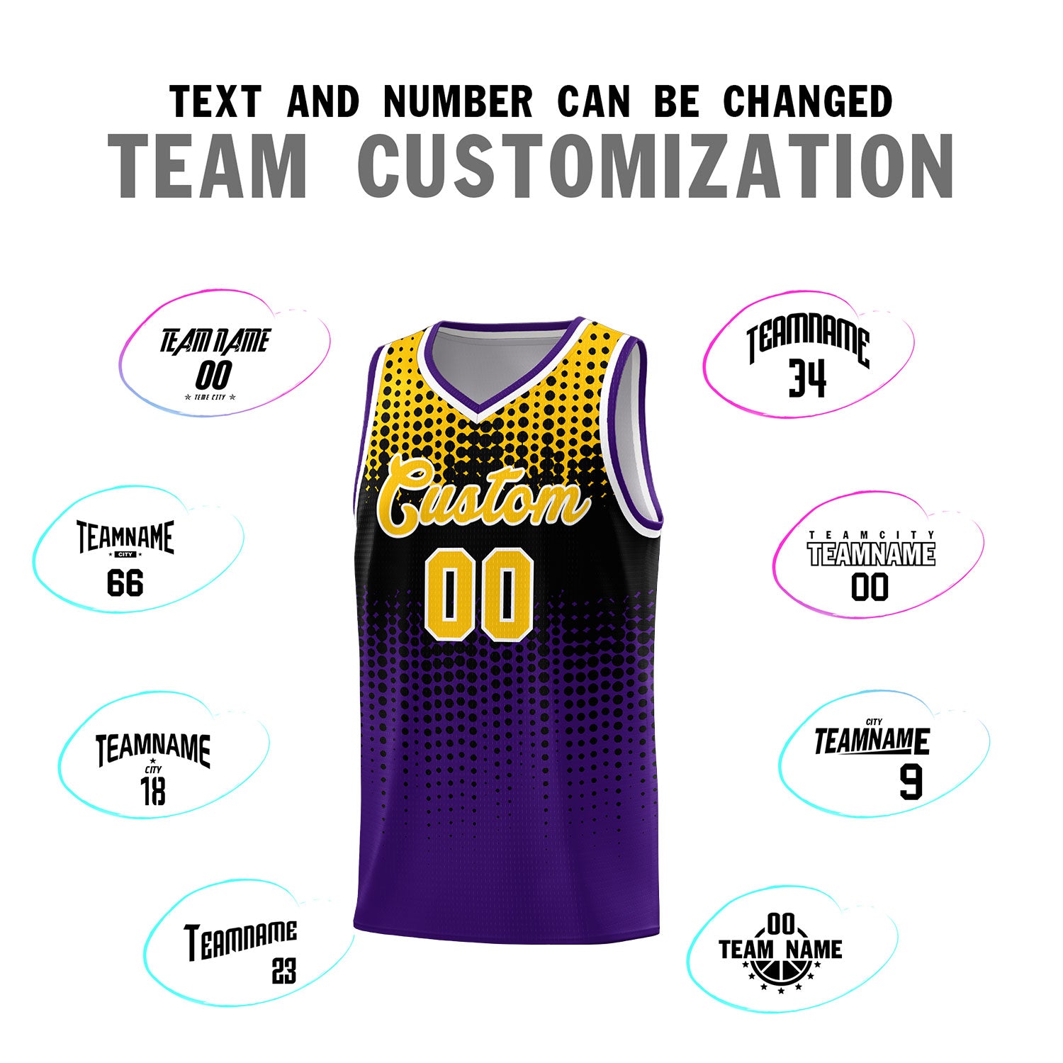 Custom Purple Gradient Dots Design Pattern Sports Uniform Basketball Jersey