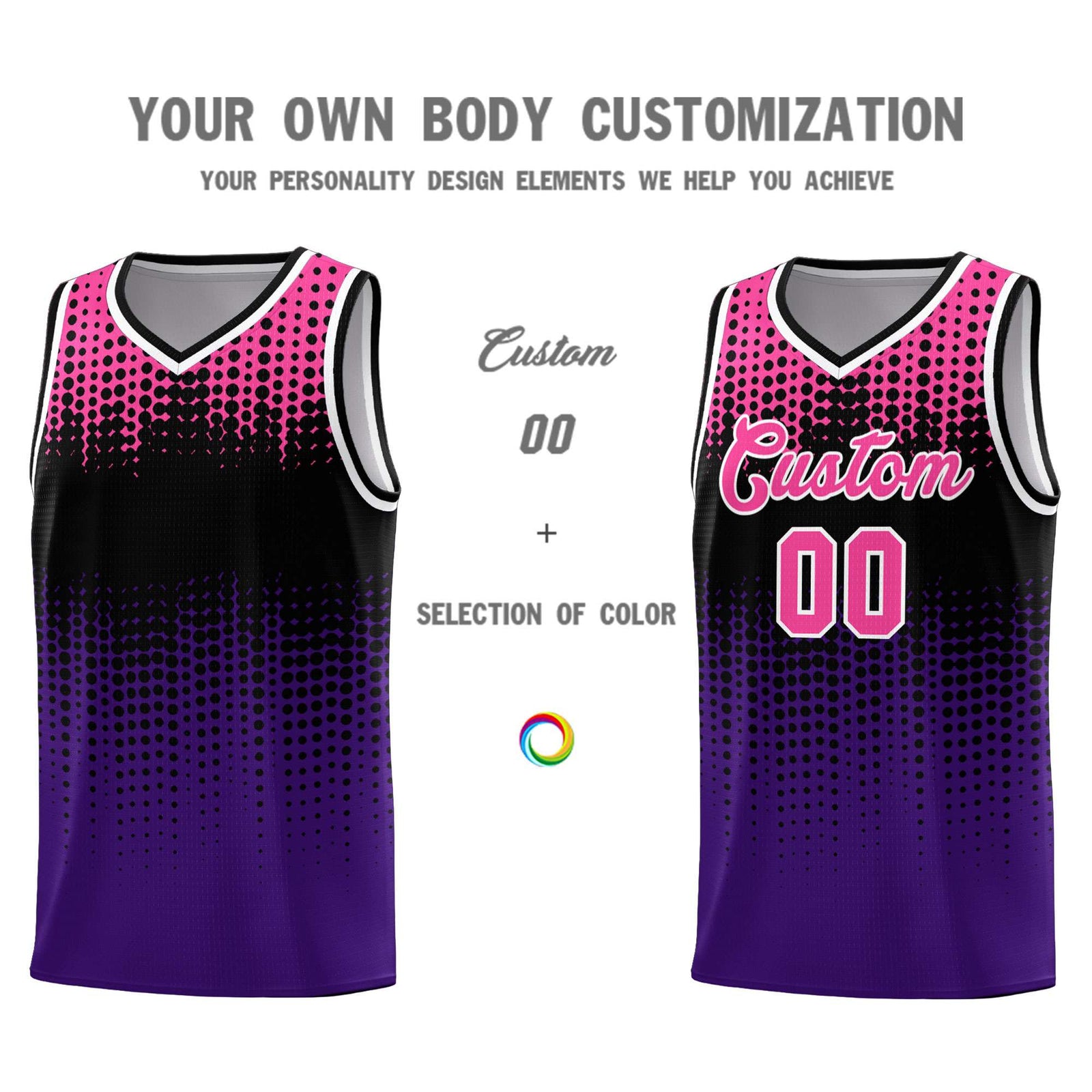 Custom Purple Gradient Dots Design Pattern Sports Uniform Basketball Jersey