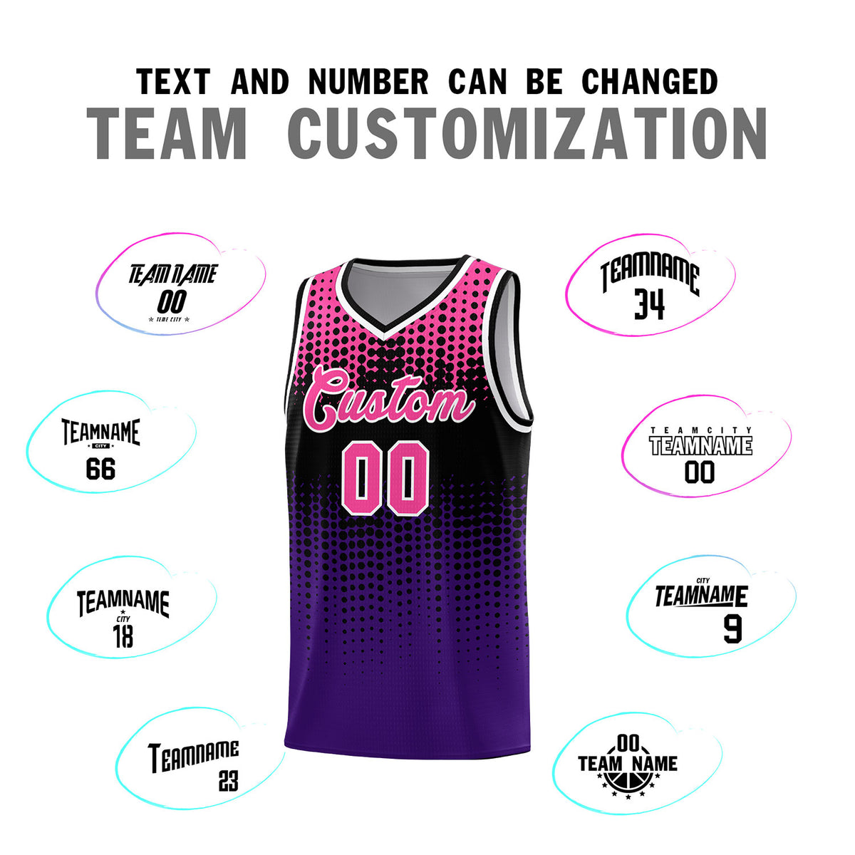 Custom Purple Gradient Dots Design Pattern Sports Uniform Basketball Jersey