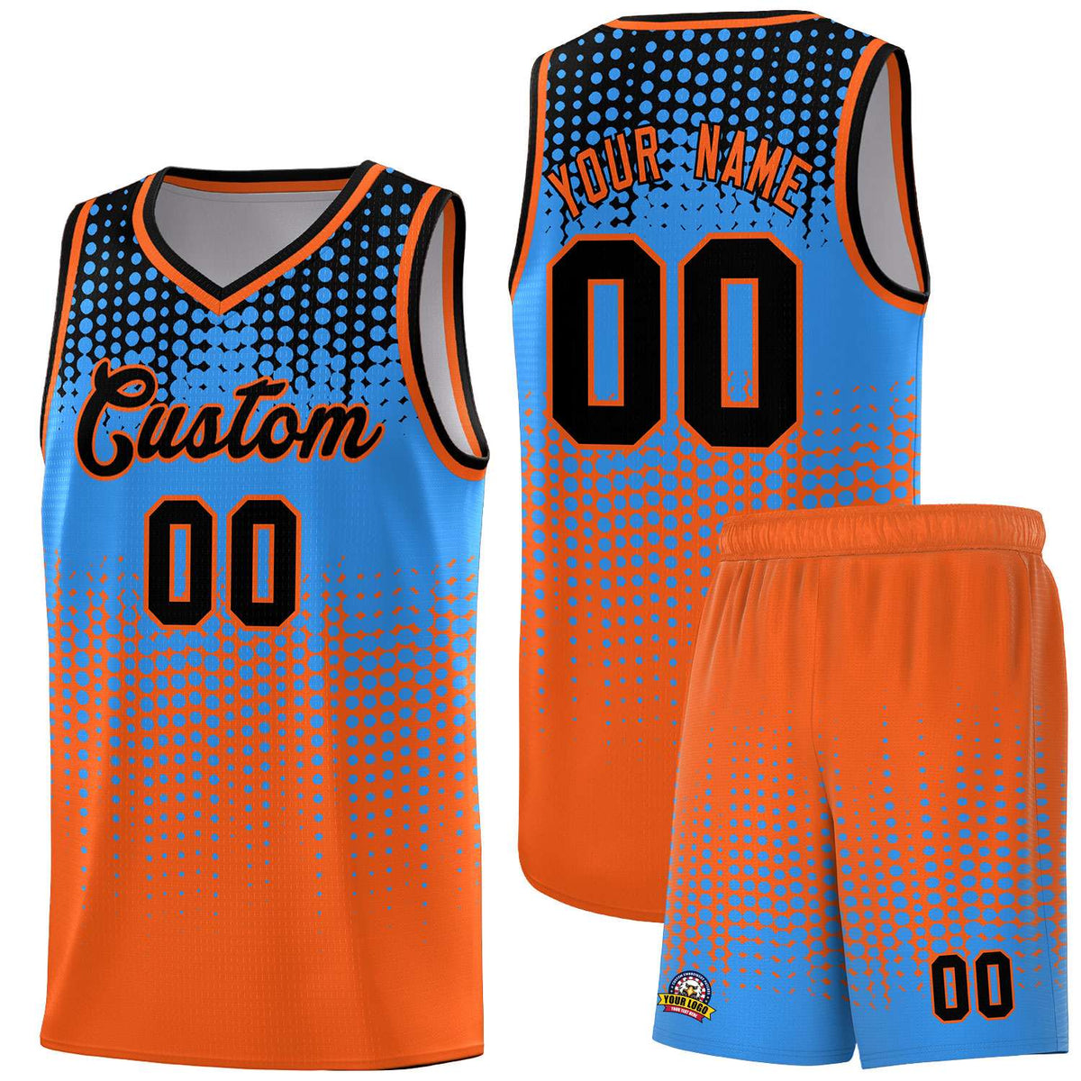 Custom Orange Gradient Dots Design Pattern Sports Uniform Basketball Jersey