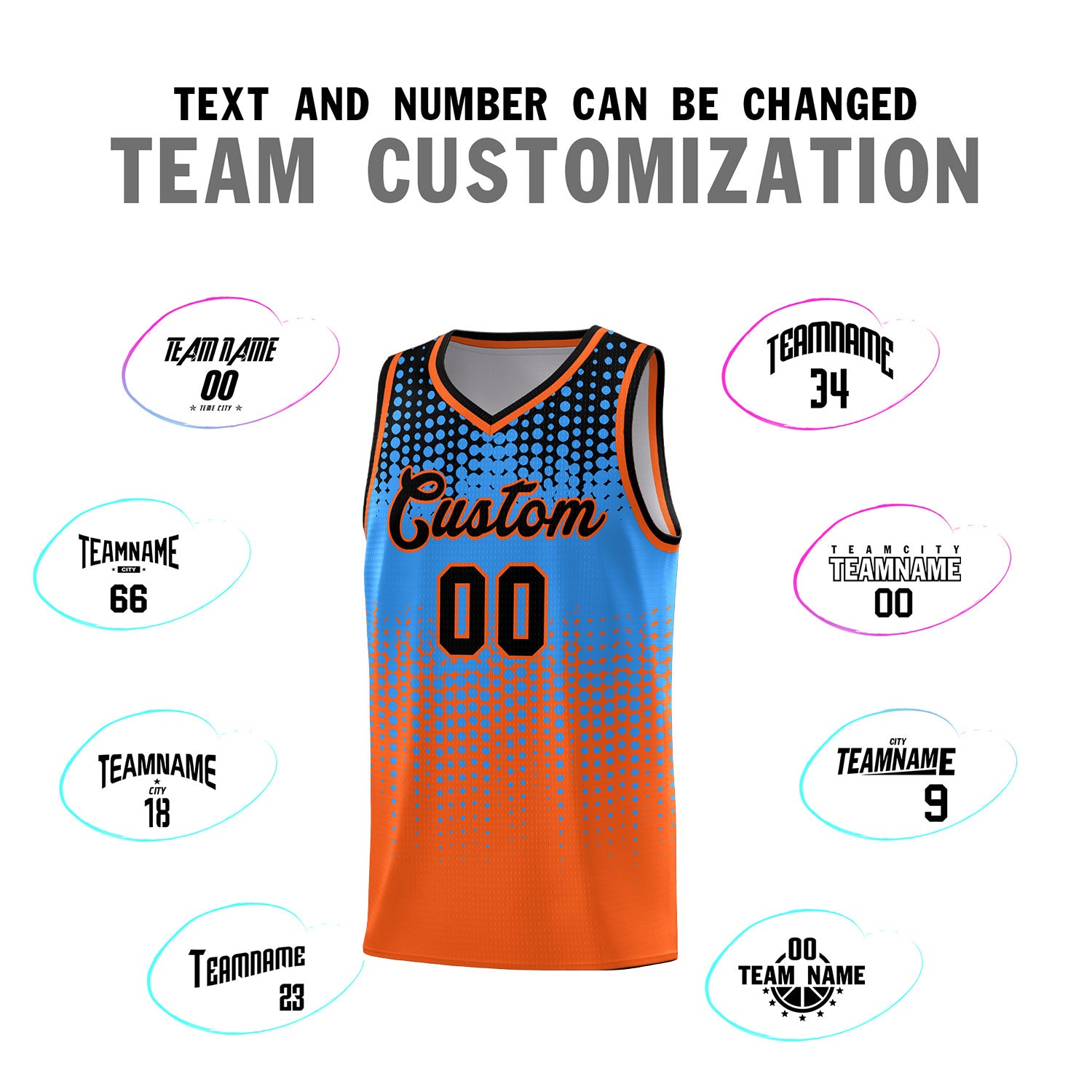 Custom Orange Gradient Dots Design Pattern Sports Uniform Basketball Jersey