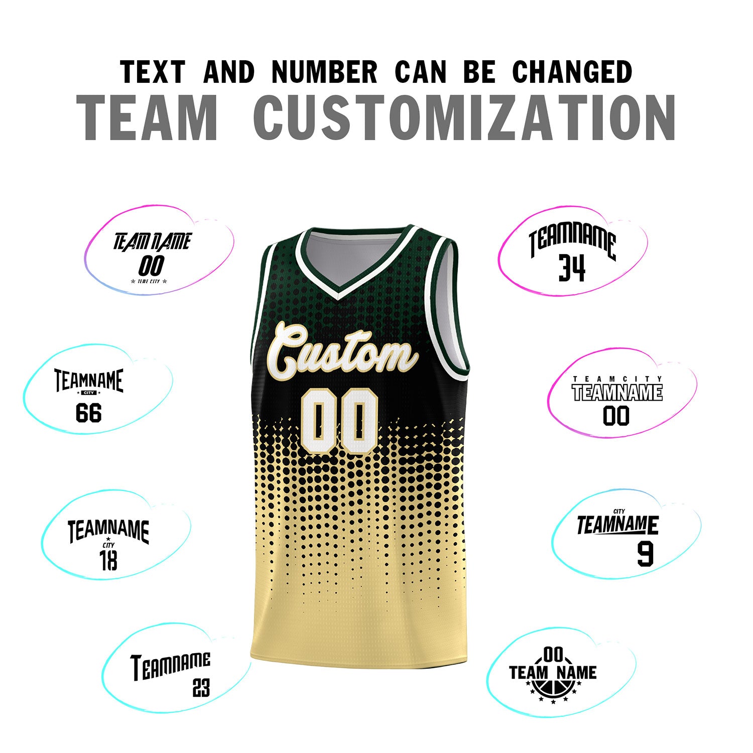Custom Khaki Gradient Dots Design Pattern Sports Uniform Basketball Jersey