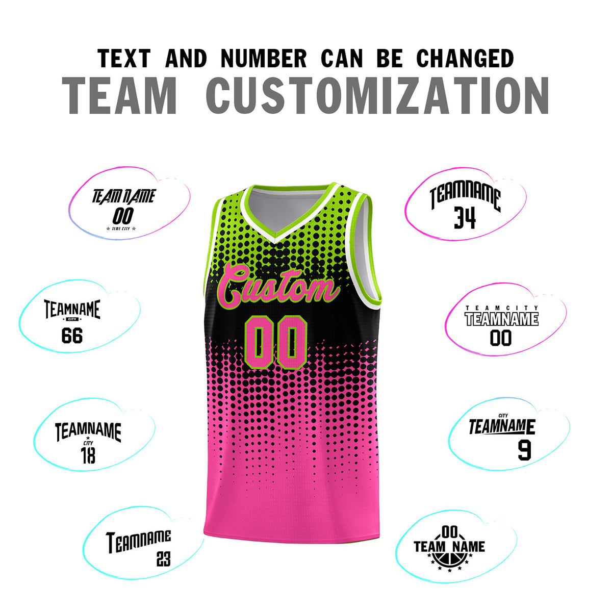 Custom Pink Gradient Dots Design Pattern Sports Uniform Basketball Jersey