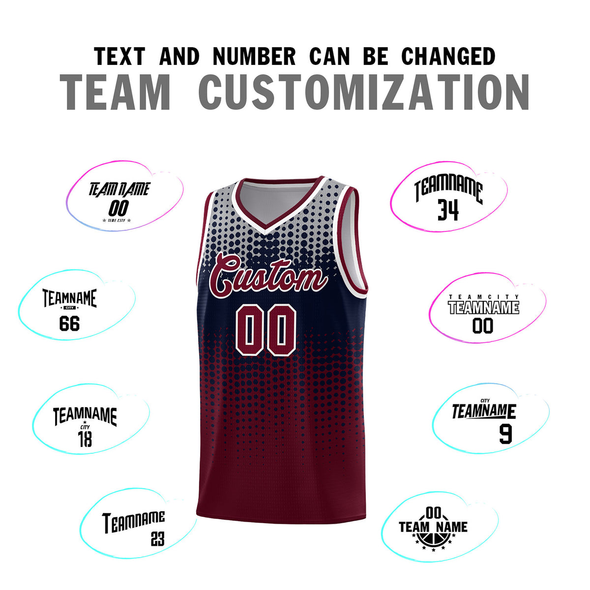 Custom Crimson Gradient Dots Design Pattern Sports Uniform Basketball Jersey