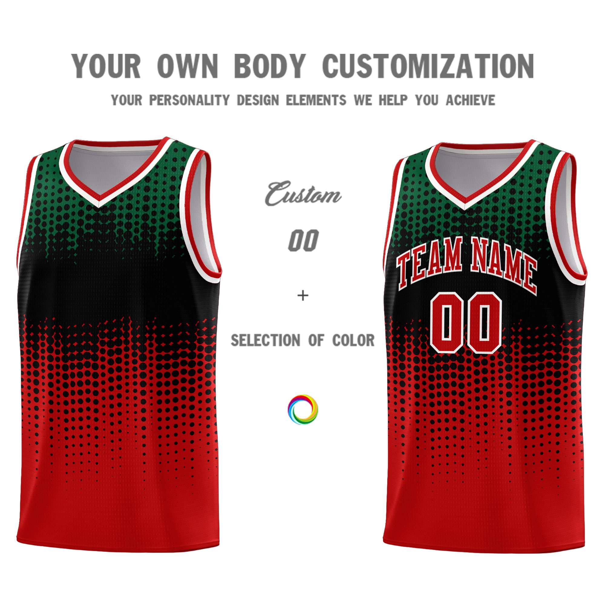 Custom Red Gradient Dots Design Pattern Sports Uniform Basketball Jersey