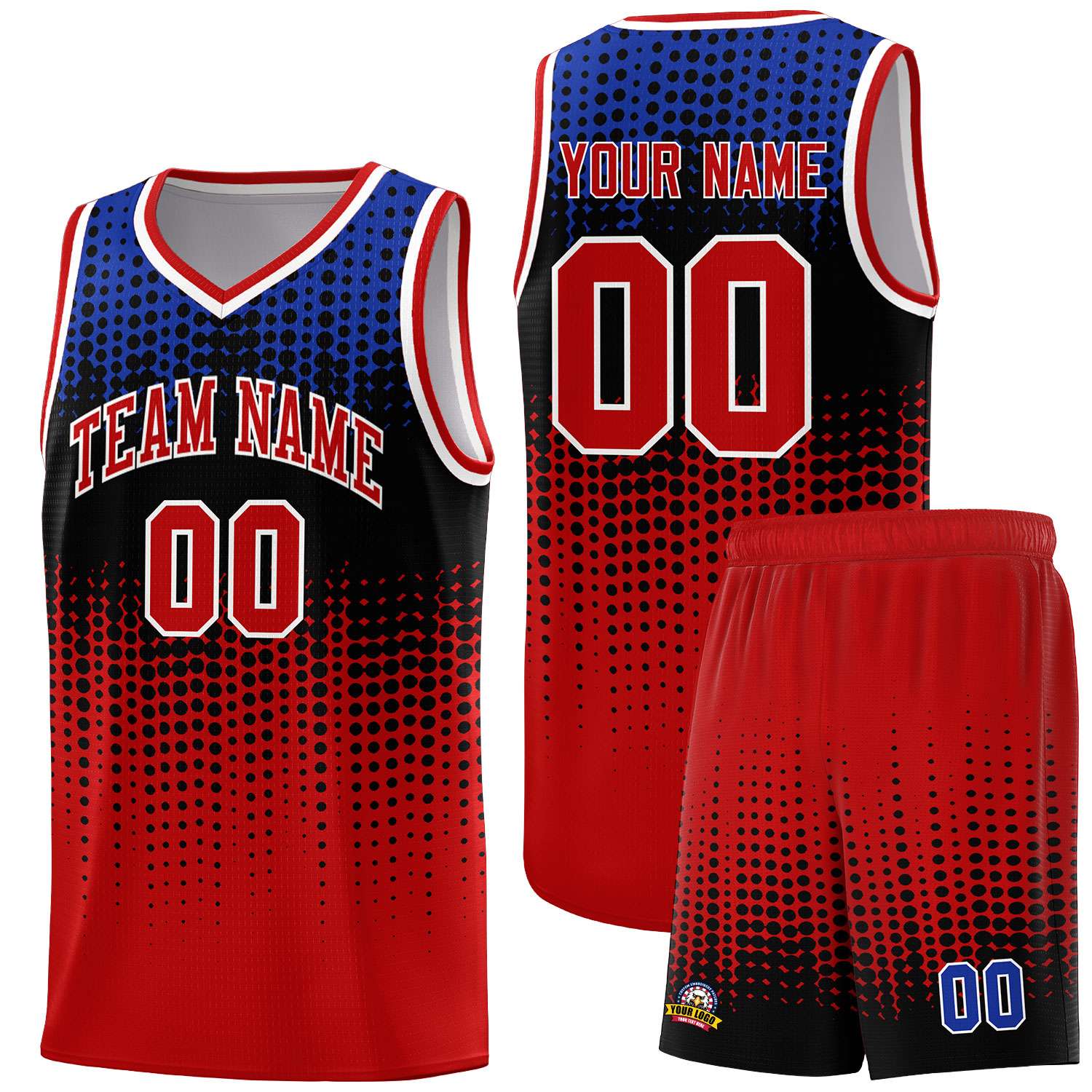 Custom Red Gradient Dots Design Pattern Sports Uniform Basketball Jersey