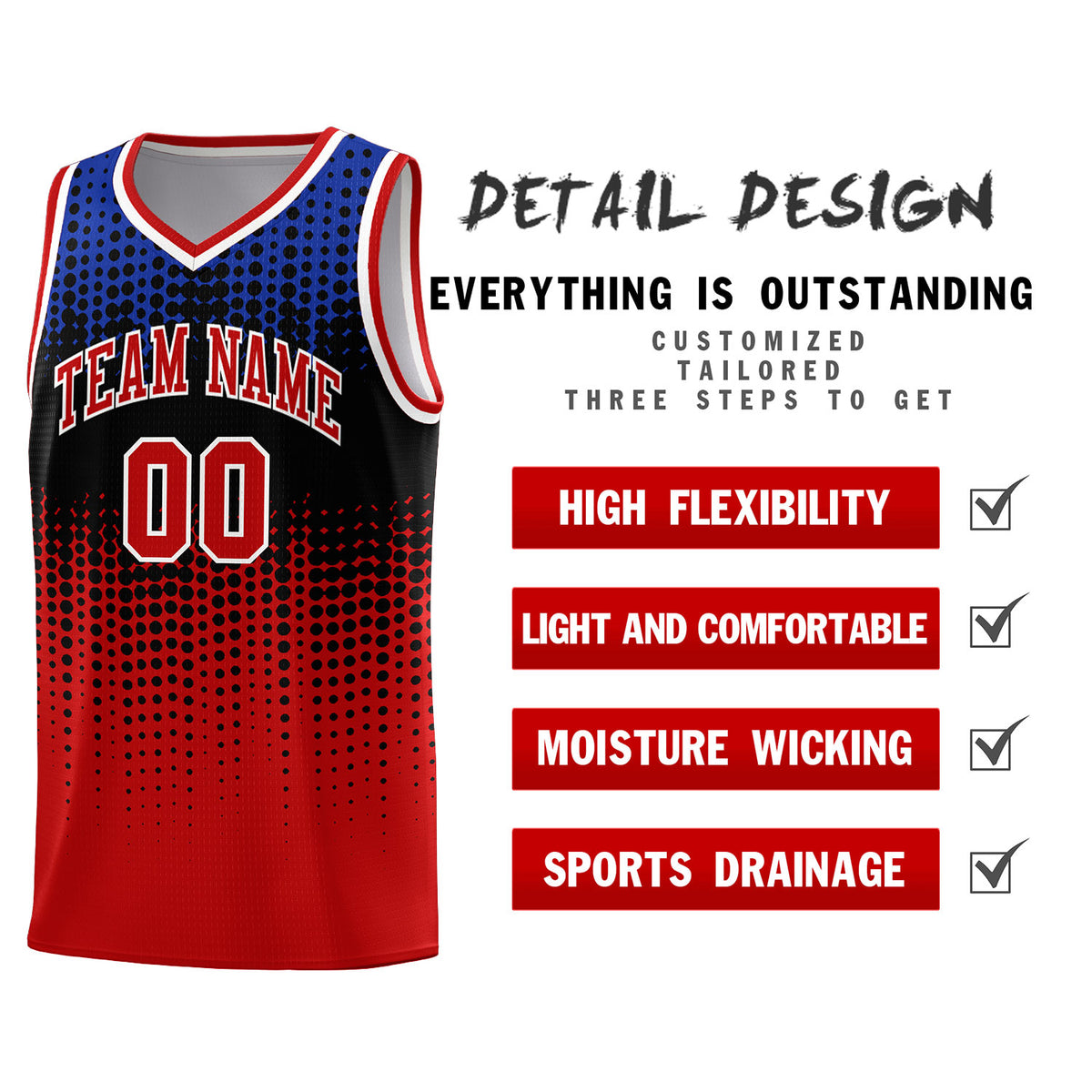 Custom Red Gradient Dots Design Pattern Sports Uniform Basketball Jersey