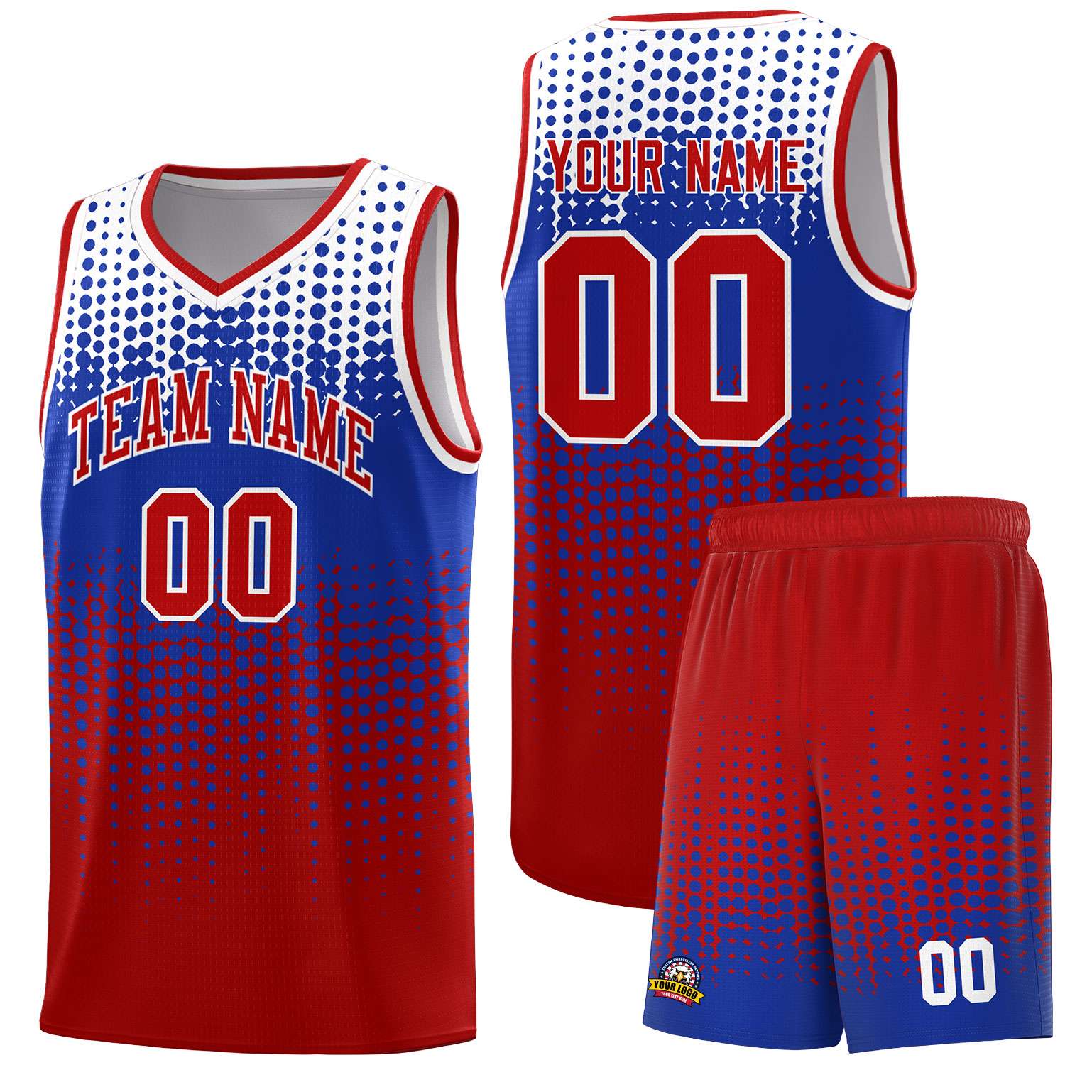 Custom Red Gradient Dots Design Pattern Sports Uniform Basketball Jersey