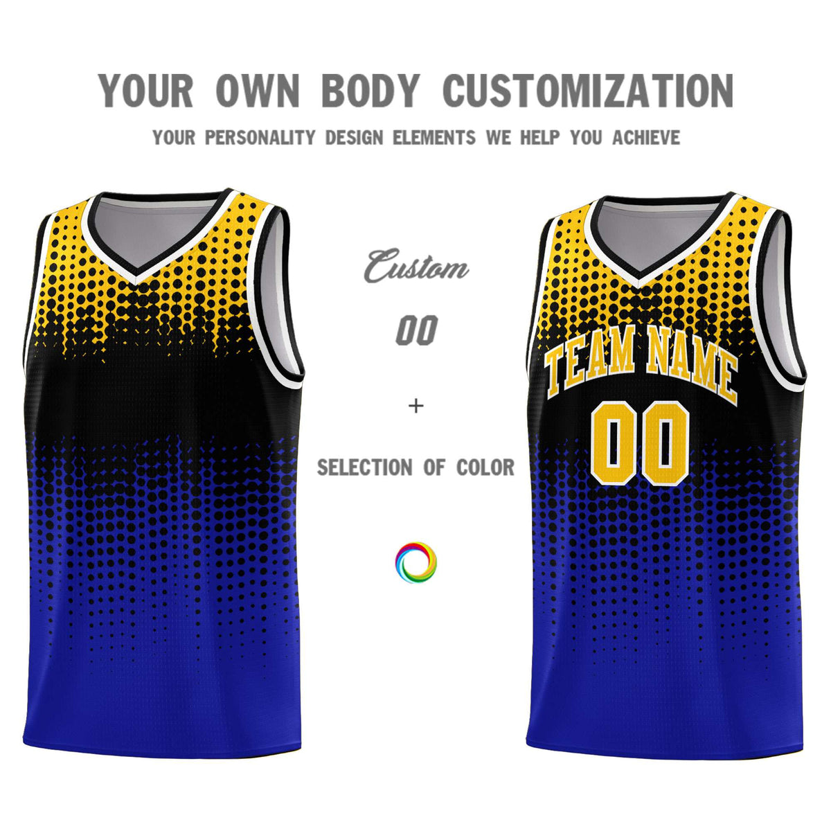 Custom Royal Gradient Dots Design Pattern Sports Uniform Basketball Jersey