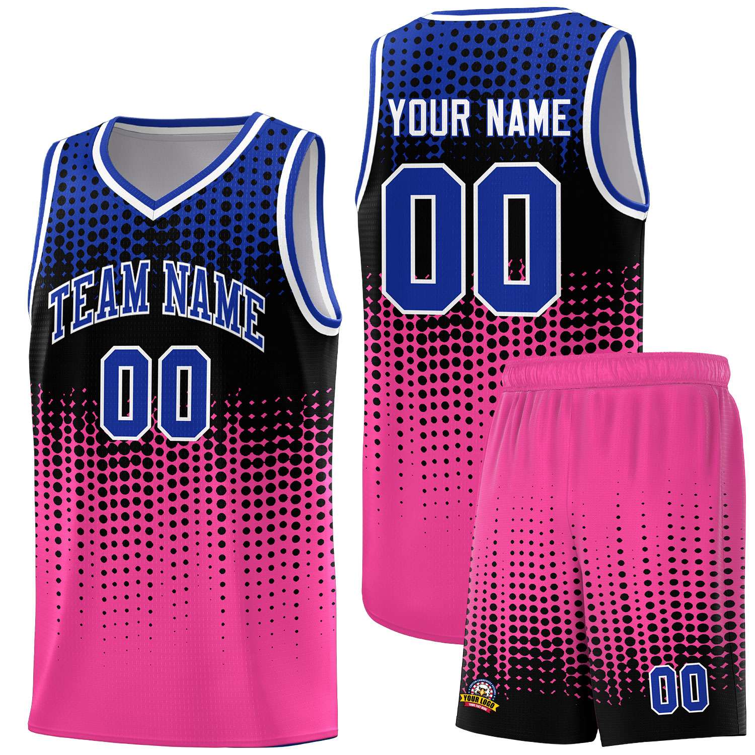 Custom Pink Gradient Dots Design Pattern Sports Uniform Basketball Jersey