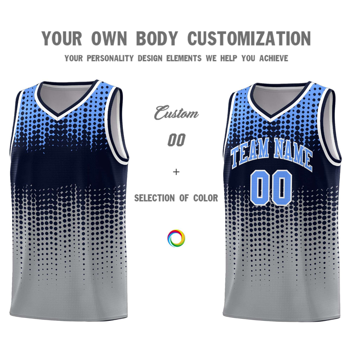 Custom Gray Gradient Dots Design Pattern Sports Uniform Basketball Jersey