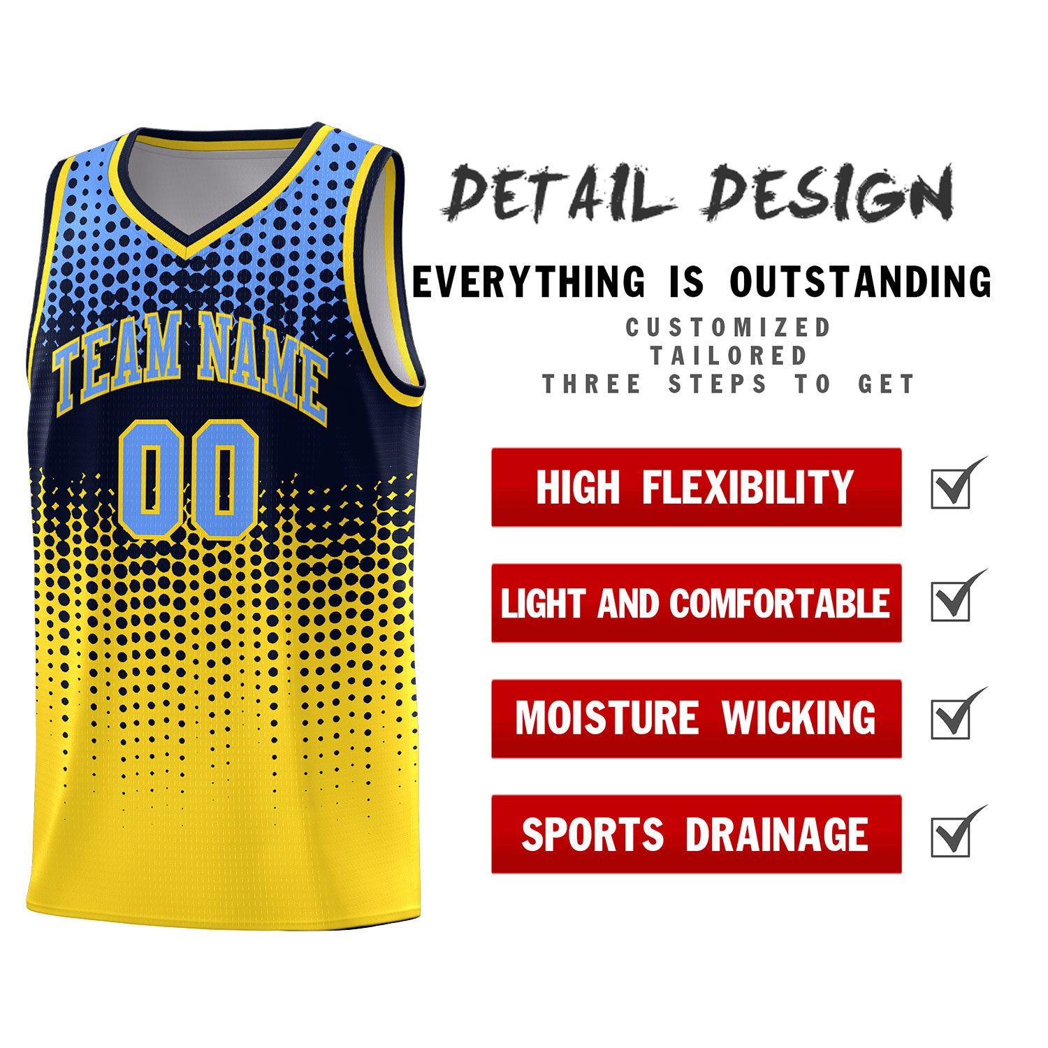 Custom Gold Gradient Dots Design Pattern Sports Uniform Basketball Jersey