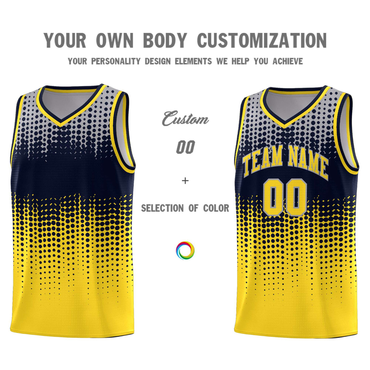 Custom Gold Gradient Dots Design Pattern Sports Uniform Basketball Jersey