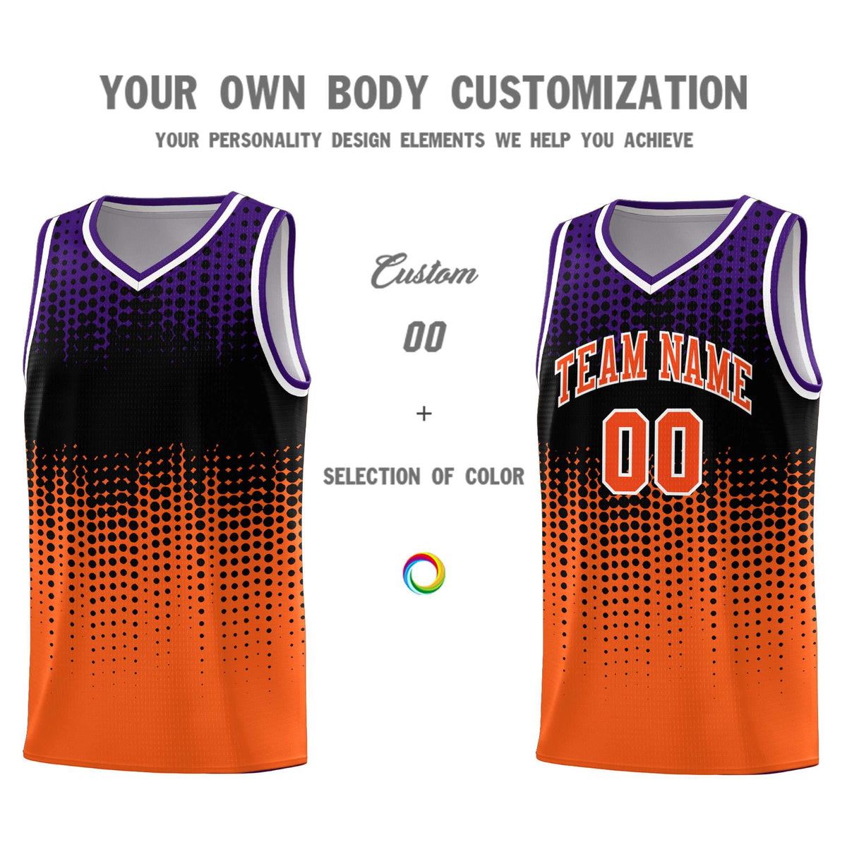 Custom Orange Gradient Dots Design Pattern Sports Uniform Basketball Jersey