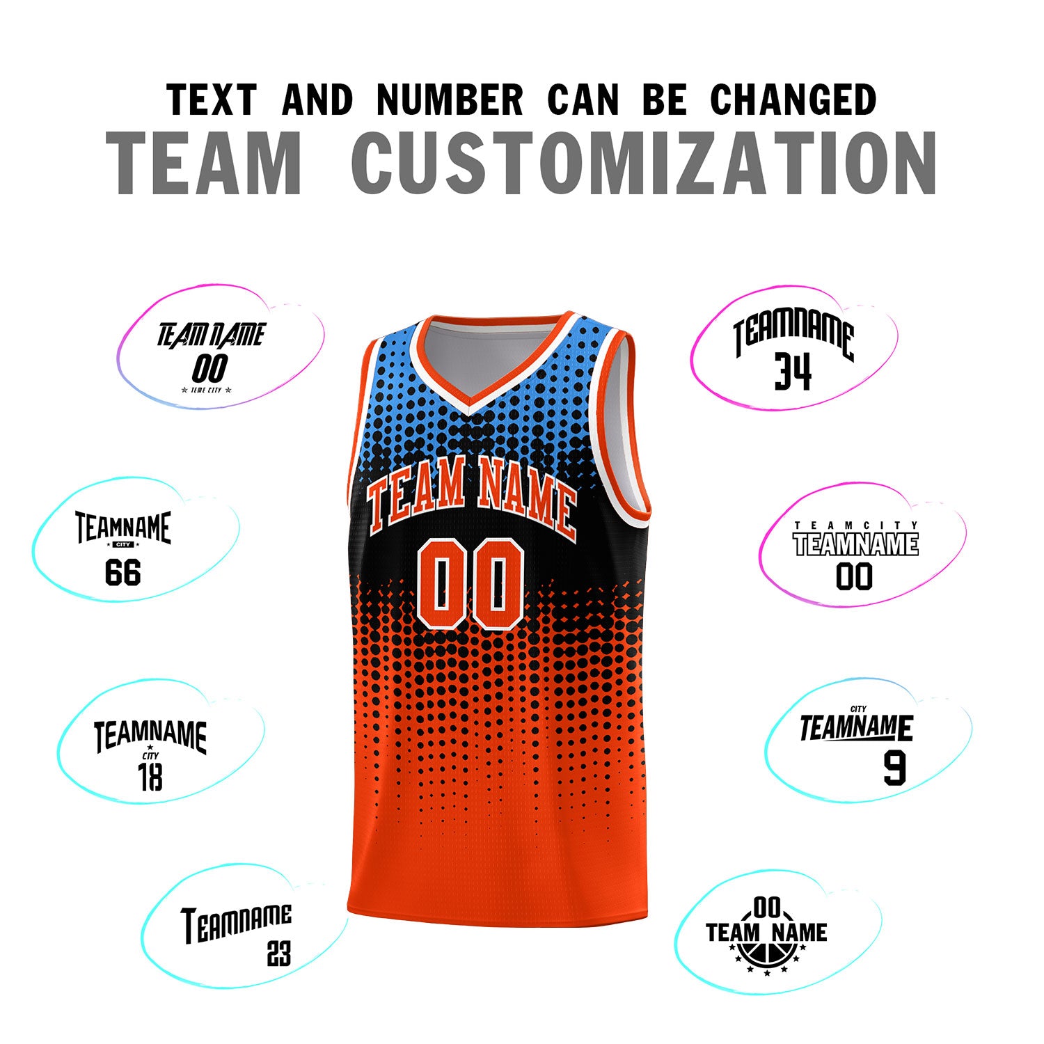 Custom Orange Gradient Dots Design Pattern Sports Uniform Basketball Jersey
