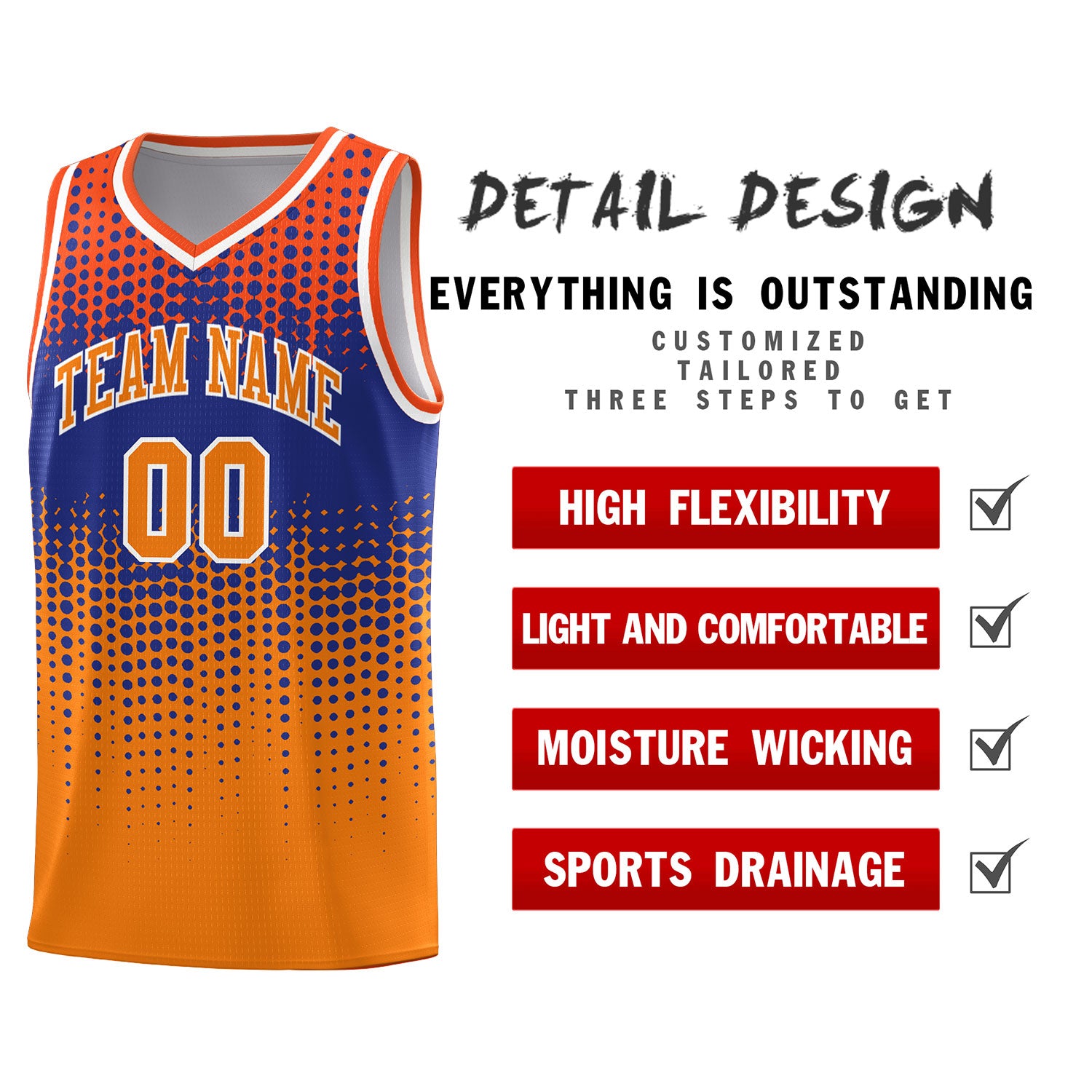 Custom Orange Gradient Dots Design Pattern Sports Uniform Basketball Jersey