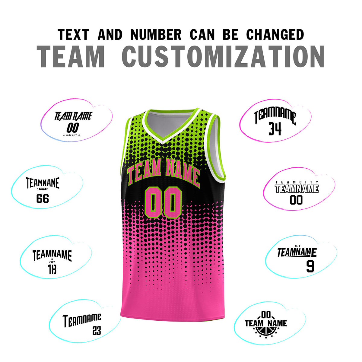 Custom Pink Gradient Dots Design Pattern Sports Uniform Basketball Jersey