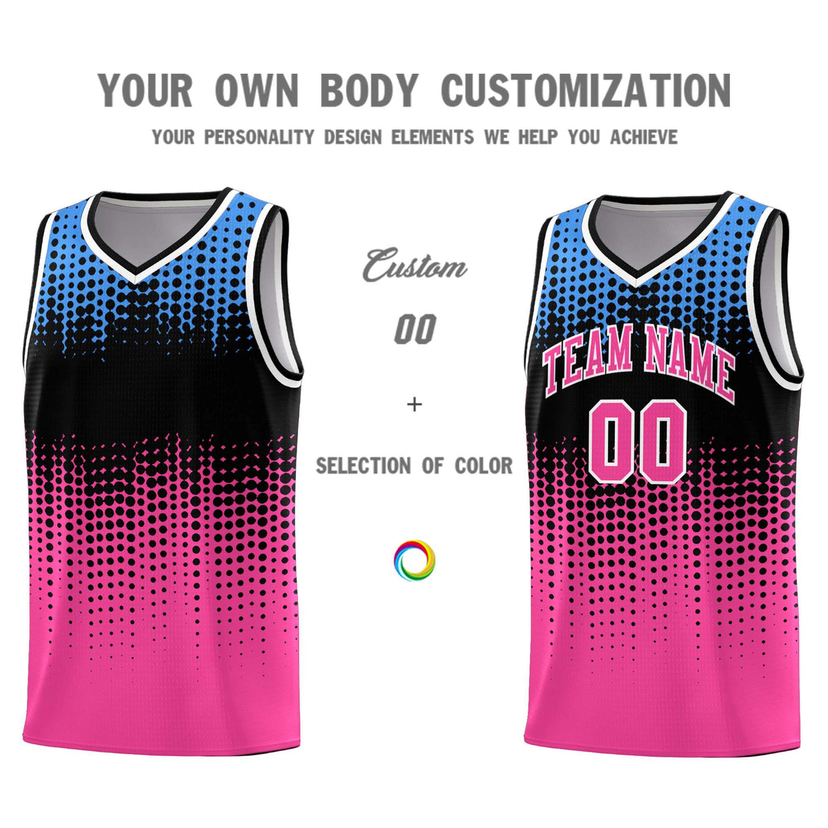 Custom Pink Gradient Dots Design Pattern Sports Uniform Basketball Jersey