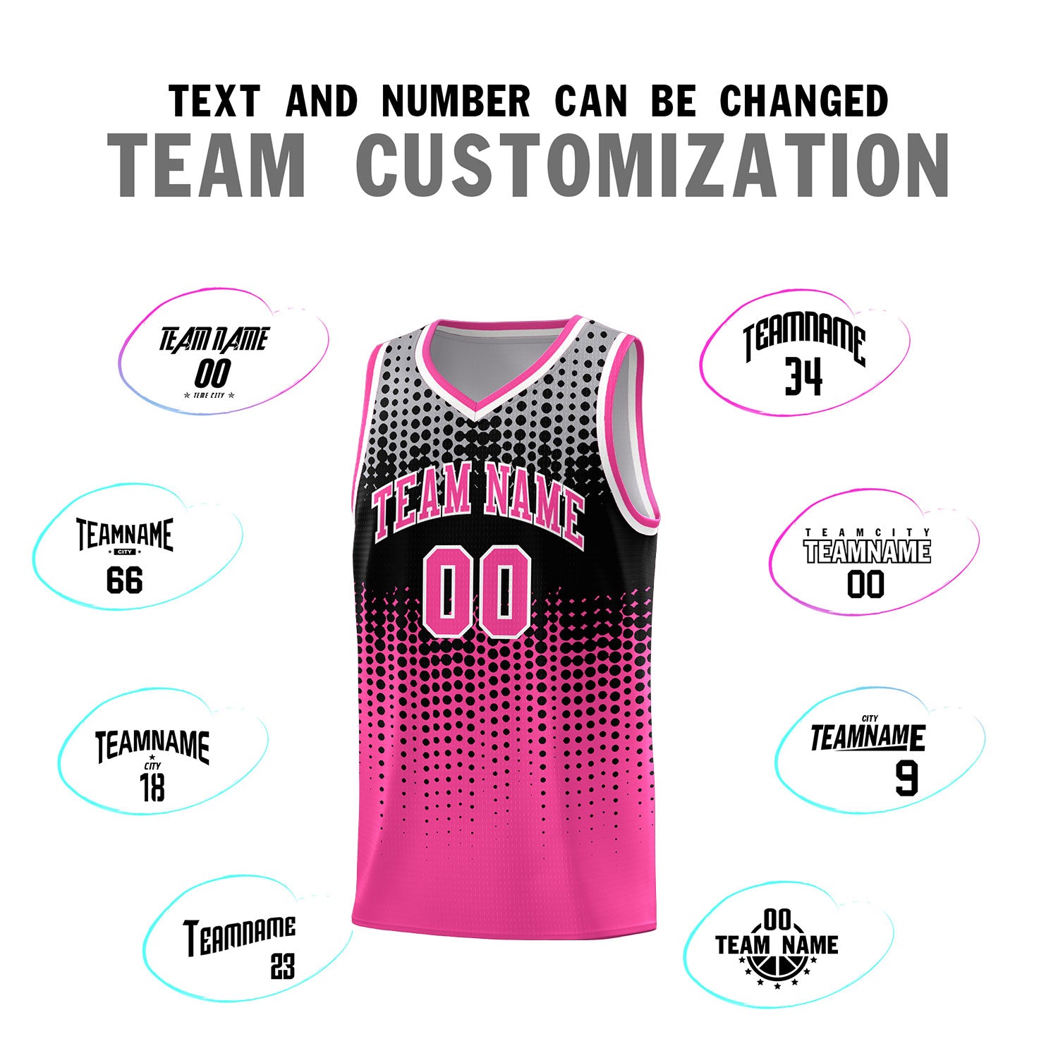 Custom Pink Gradient Dots Design Pattern Sports Uniform Basketball Jersey
