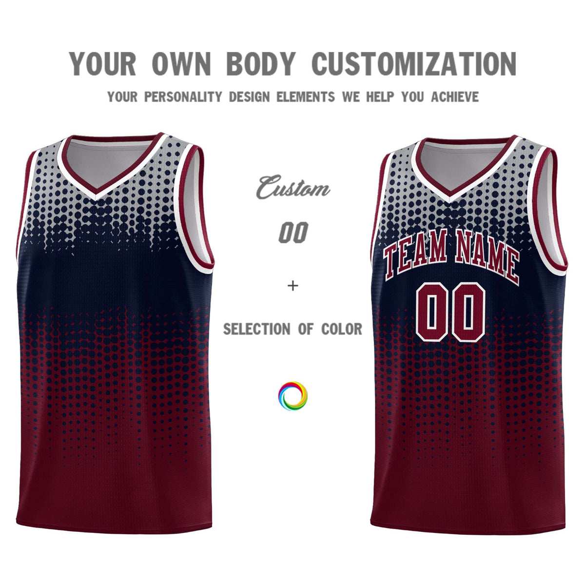 Custom Crimson Gradient Dots Design Pattern Sports Uniform Basketball Jersey