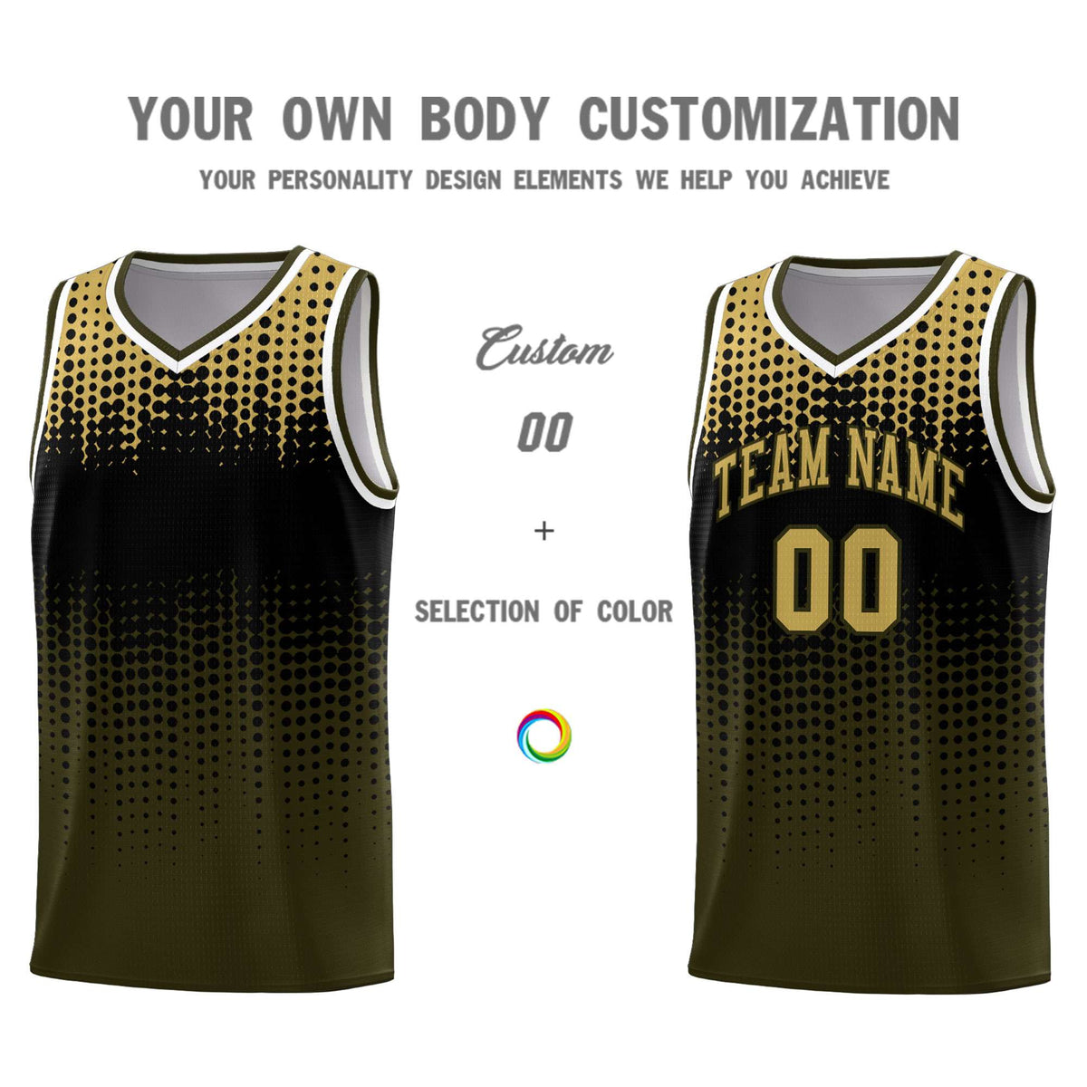 Custom Olive Gradient Dots Design Pattern Sports Uniform Basketball Jersey