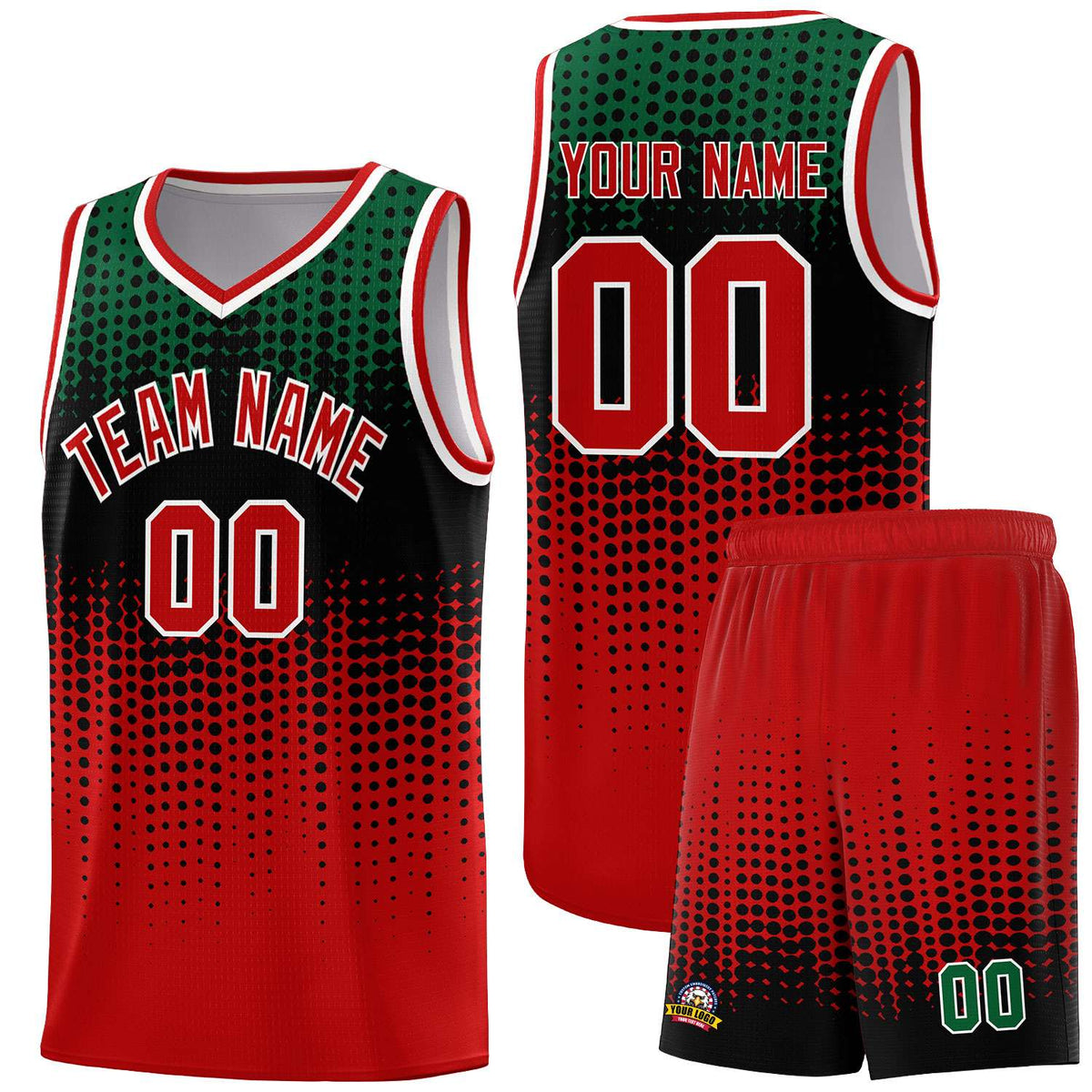 Custom Red Gradient Dots Design Pattern Sports Uniform Basketball Jersey