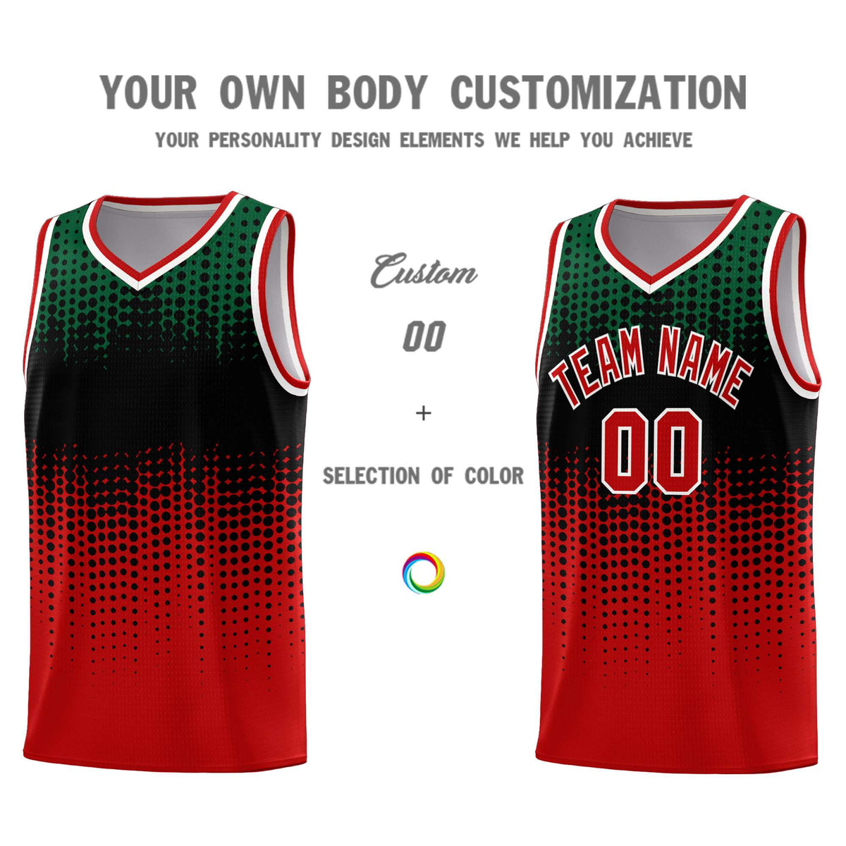 Custom Red Gradient Dots Design Pattern Sports Uniform Basketball Jersey